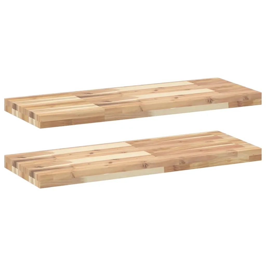 Floating Shelves 2 pcs 100x30x4 cm Untreated Solid Wood Acacia