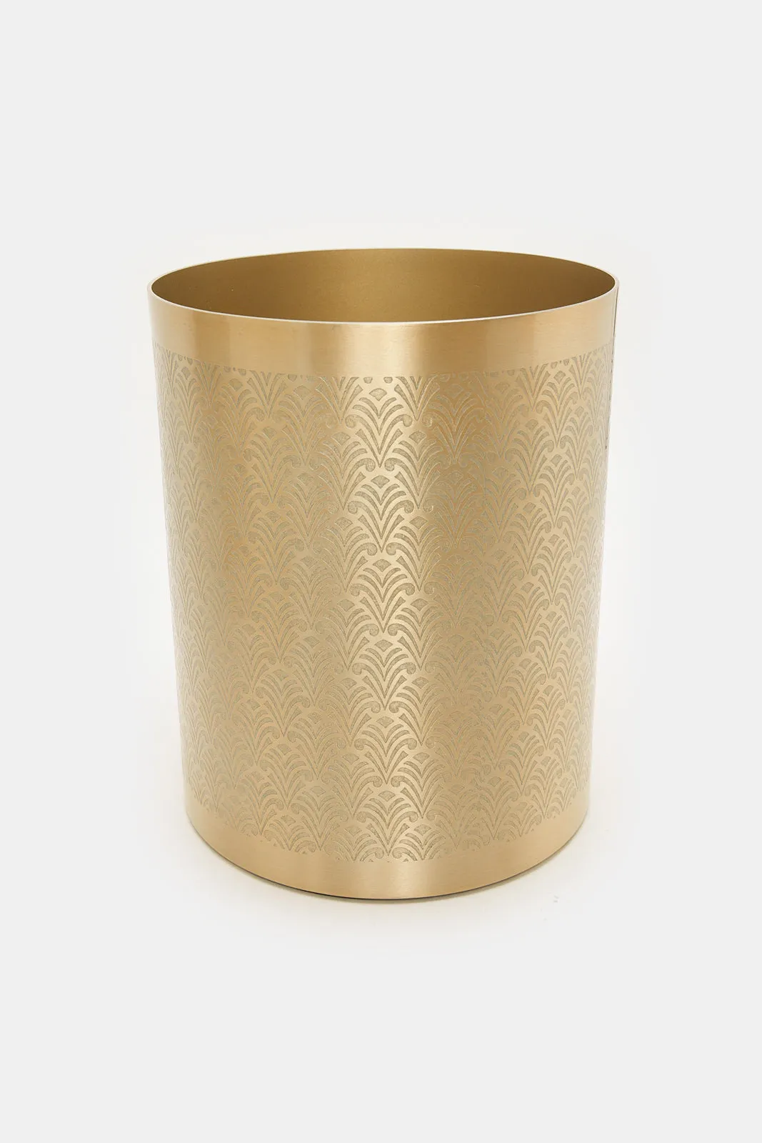 Gold Palm embossed Aluminum Waste Bin