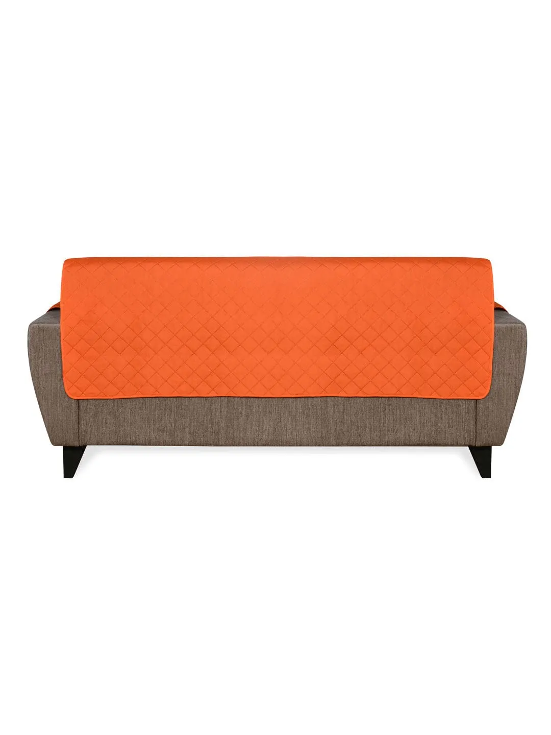 @home by Nilkamal Solid Polyester 3 Seater Sofa Cover | Reversible & Quilted Sofa Cover | Washable Couch Cover with Non Slip Foam| Set of 1-179 x 279 cm | Orange & Grey