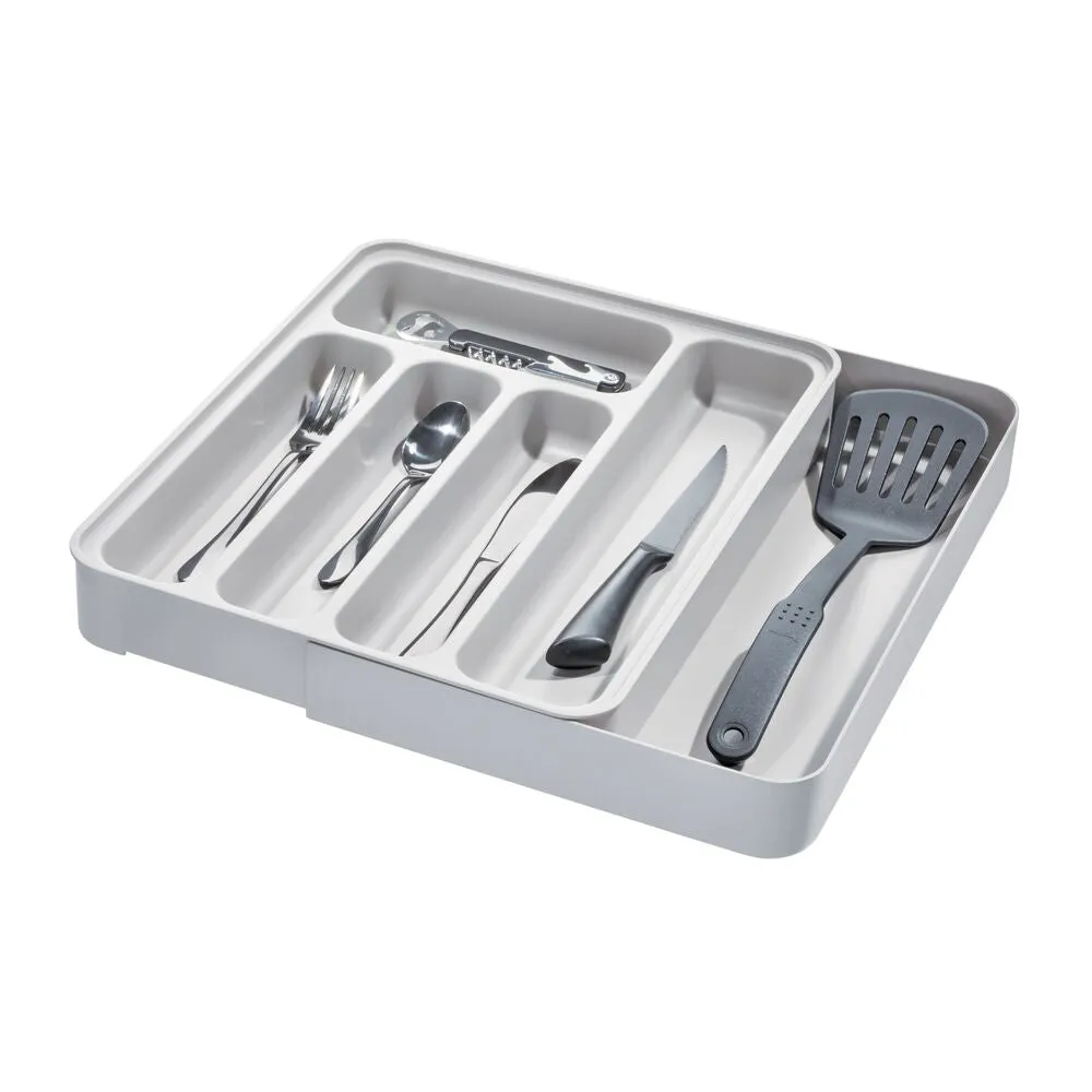 iDesign Eco BPA-Free Recycled Plastic Expandable Flatware and Cutlery Tray, Flint