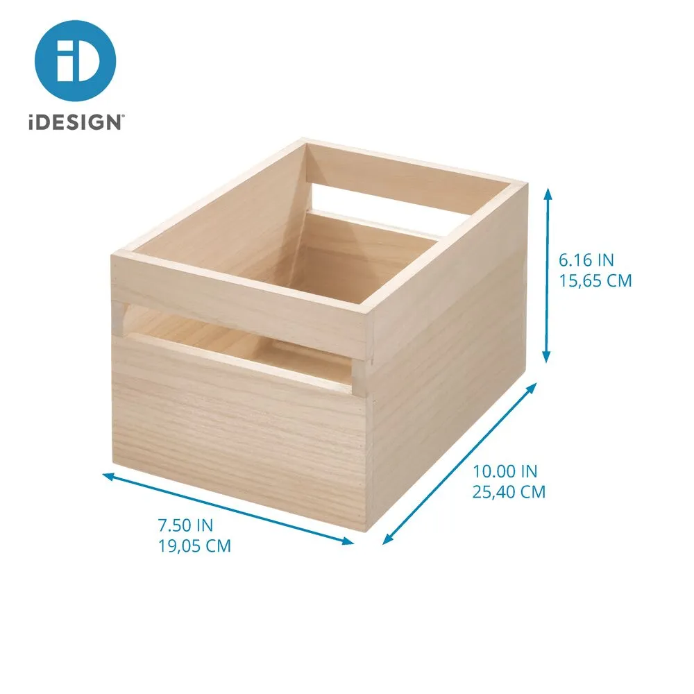 iDesign EcoWood Natural Paulownia Wood Storage Bin with Handles