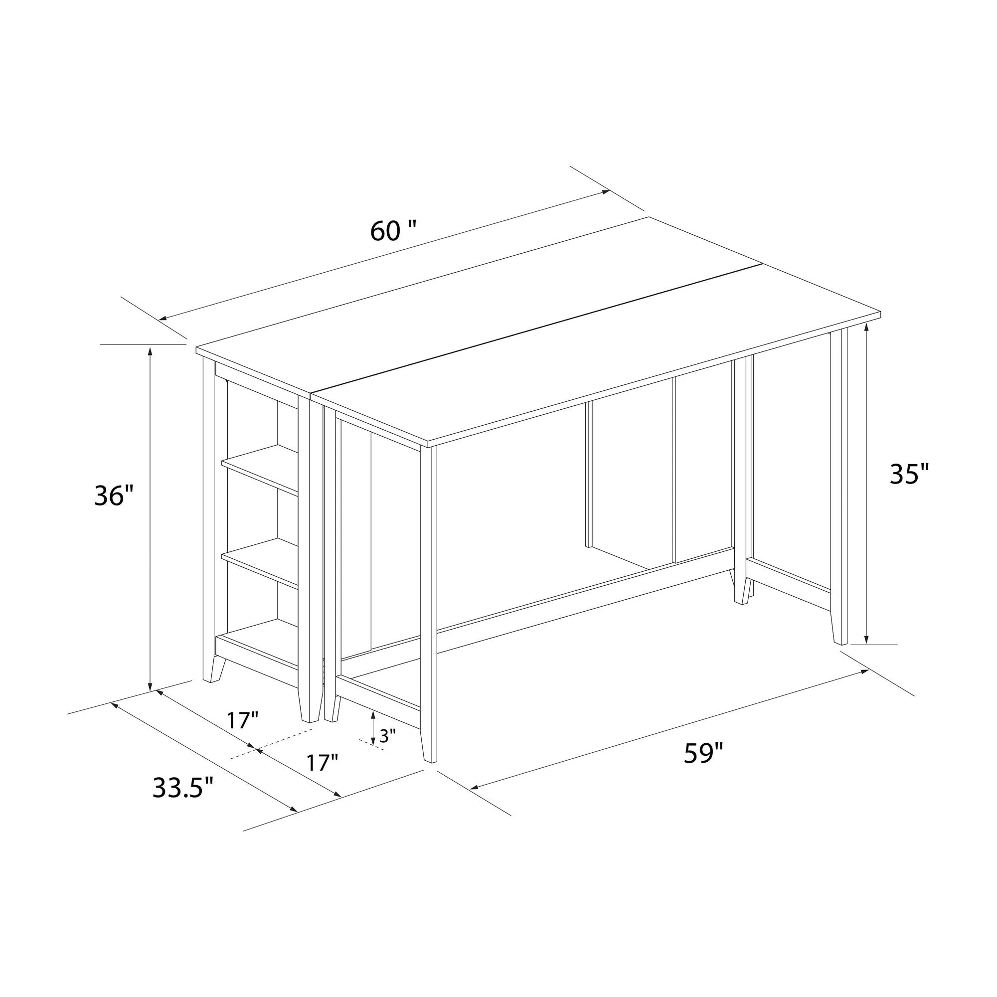 Jorden 3 Piece Counter Height Drop-Leaf Dining Set