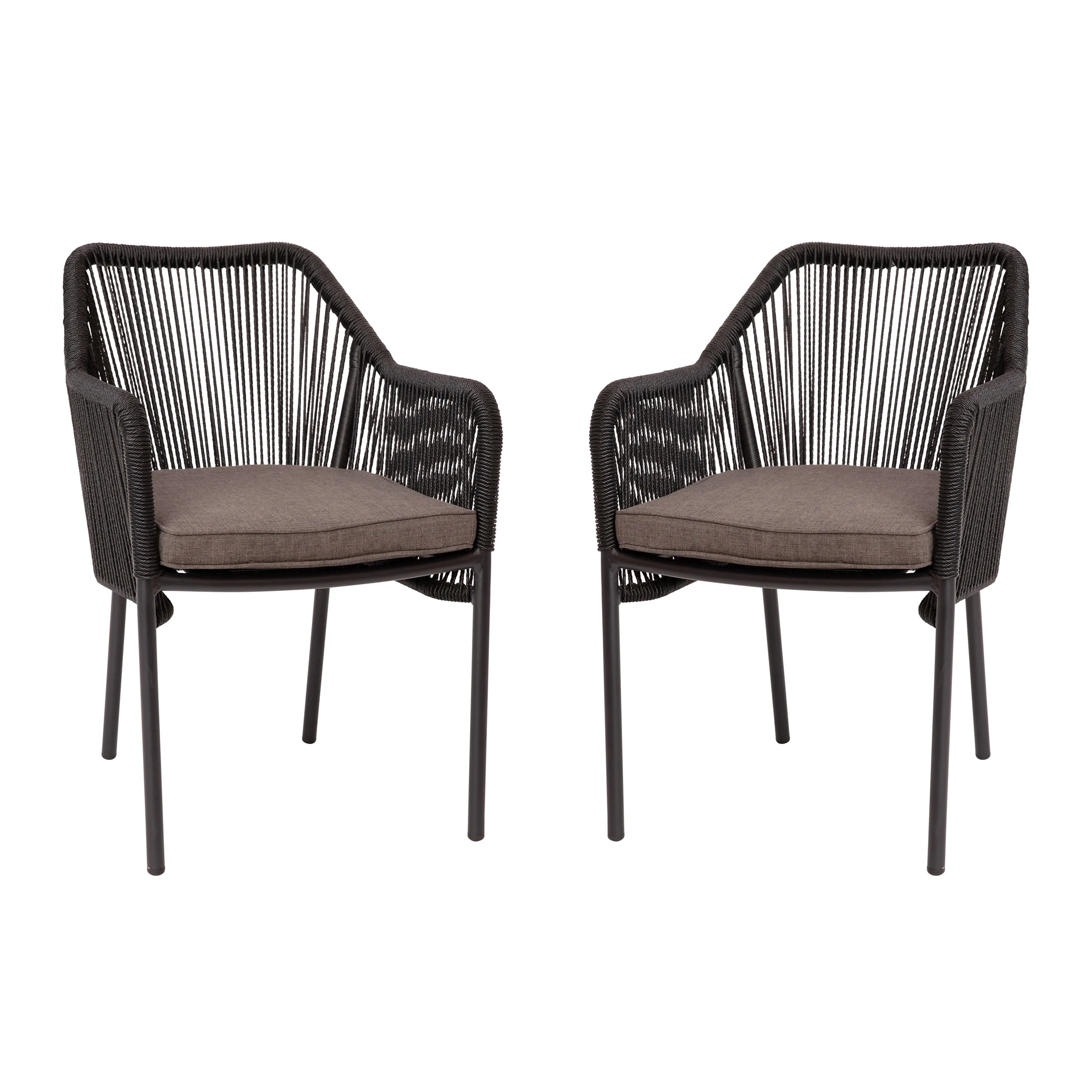 Kallie Set of 2 Aluminum Framed Stackable All-Weather Woven Club Chairs with Rounded Arms & Zippered Seat Cushions