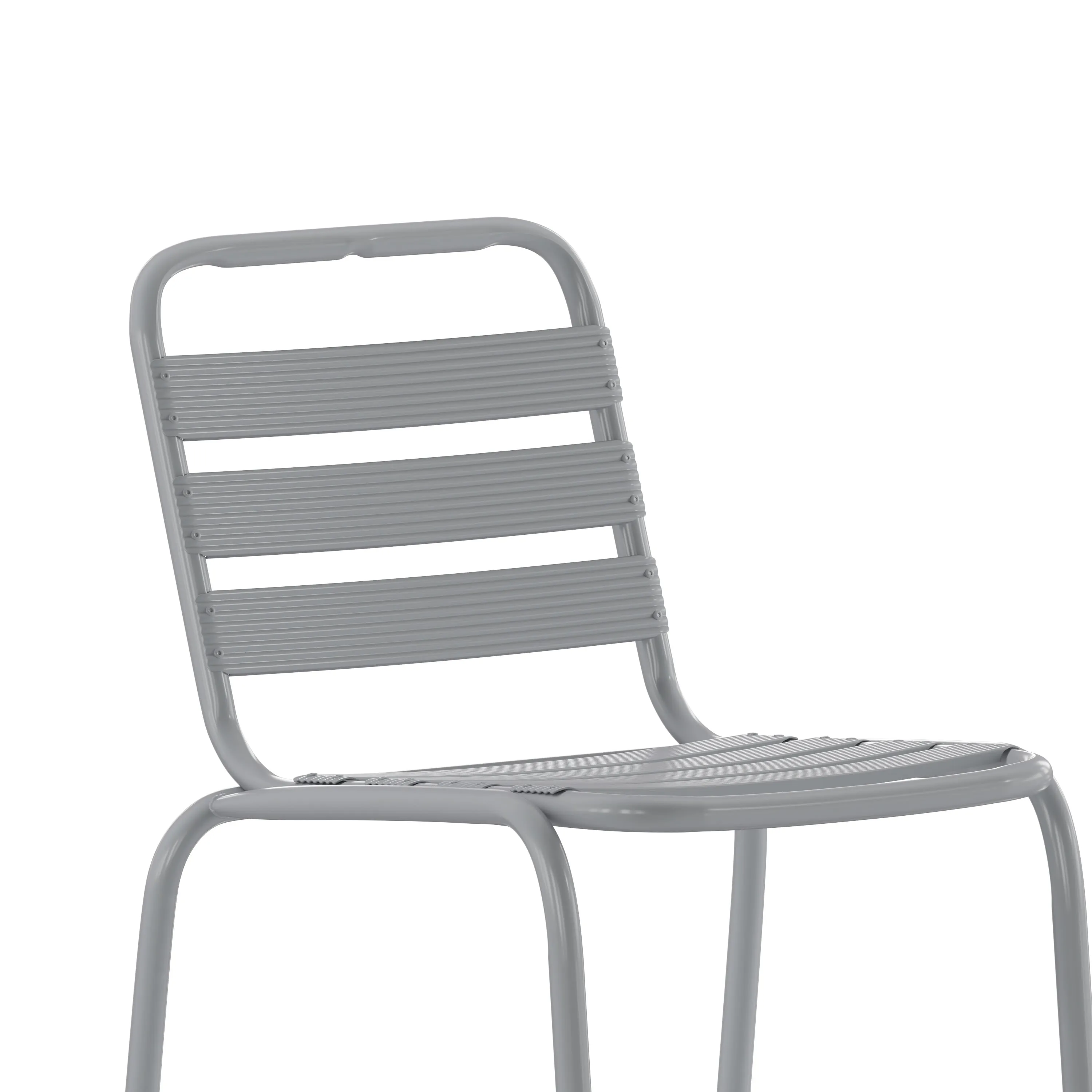 Lila Commercial Metal Indoor-Outdoor Restaurant Bar Height Stool with Metal Triple Slat Back