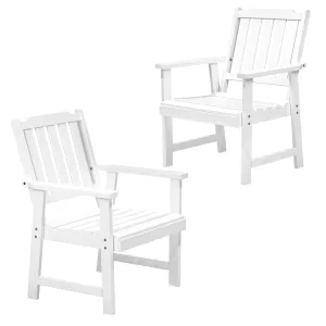 Livsip Outdoor Armchair Wooden Patio Furniture 2PCS Chairs Set Garden Seat White