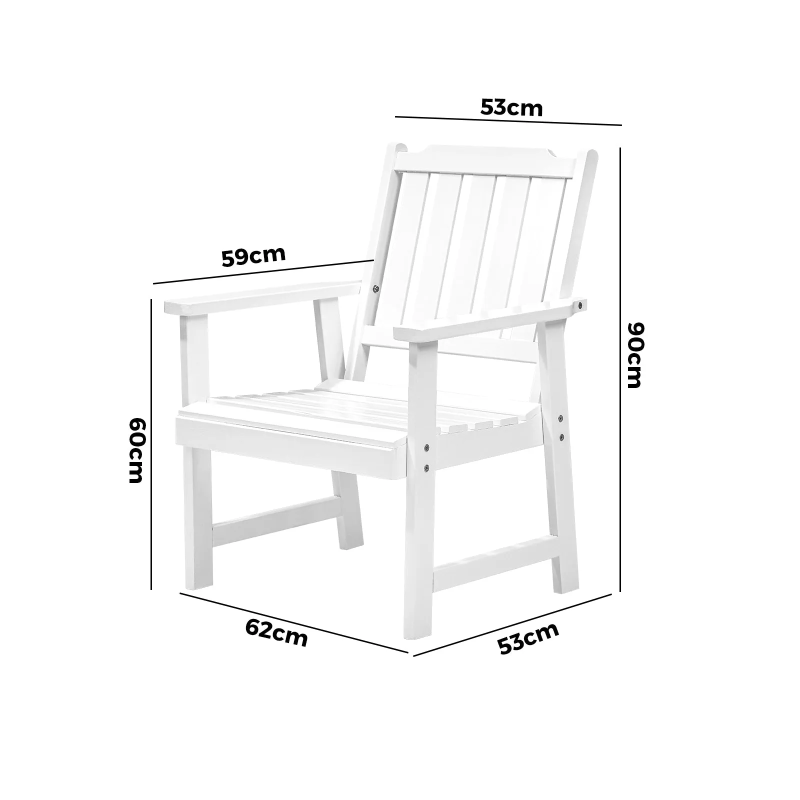 Livsip Outdoor Armchair Wooden Patio Furniture 2PCS Chairs Set Garden Seat White