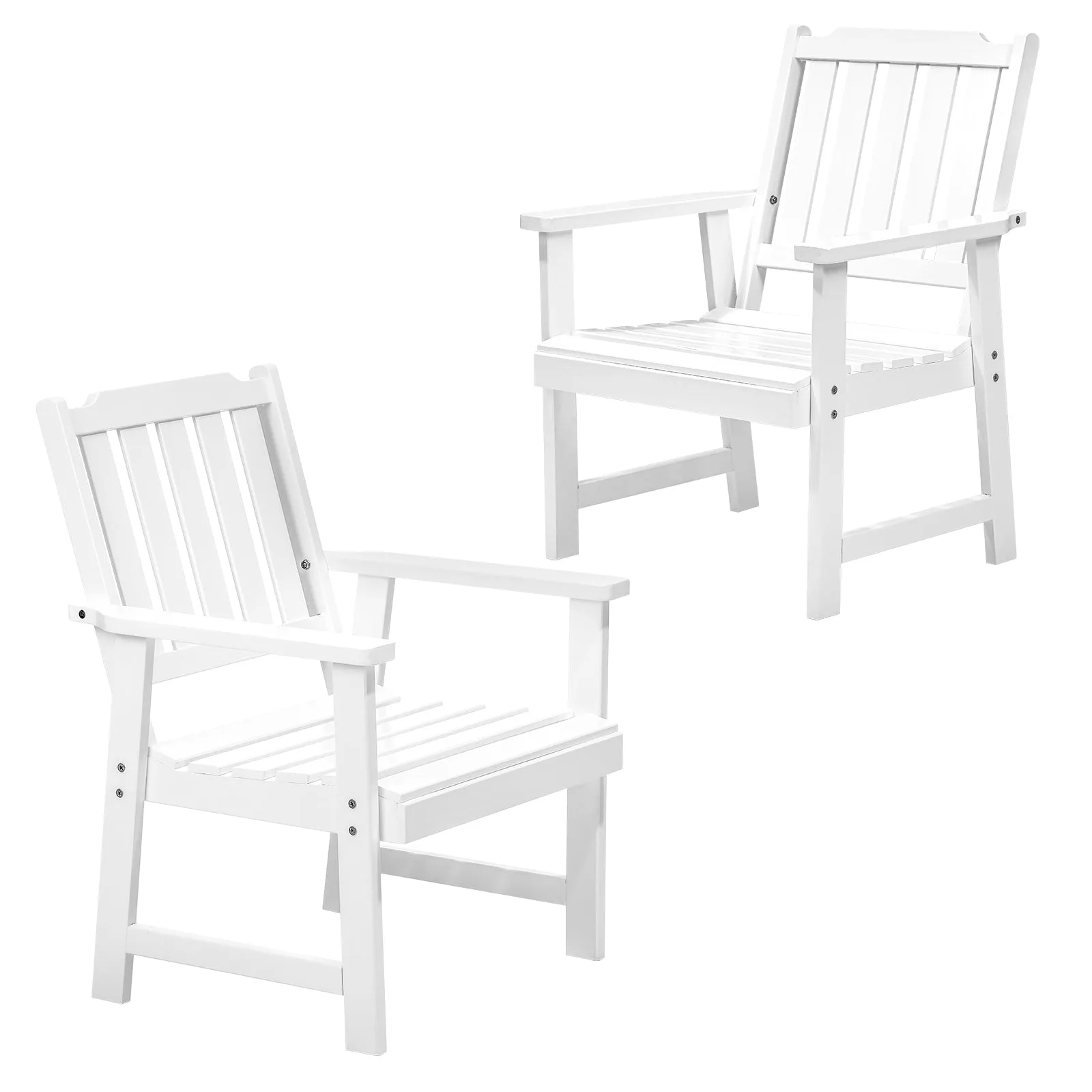 Livsip Outdoor Armchair Wooden Patio Furniture 2PCS Chairs Set Garden Seat White