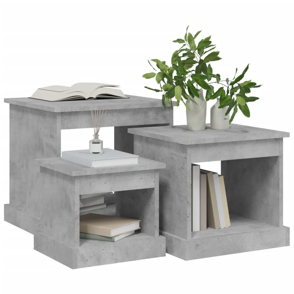 Nesting Tables 3 pcs Concrete Grey Engineered Wood