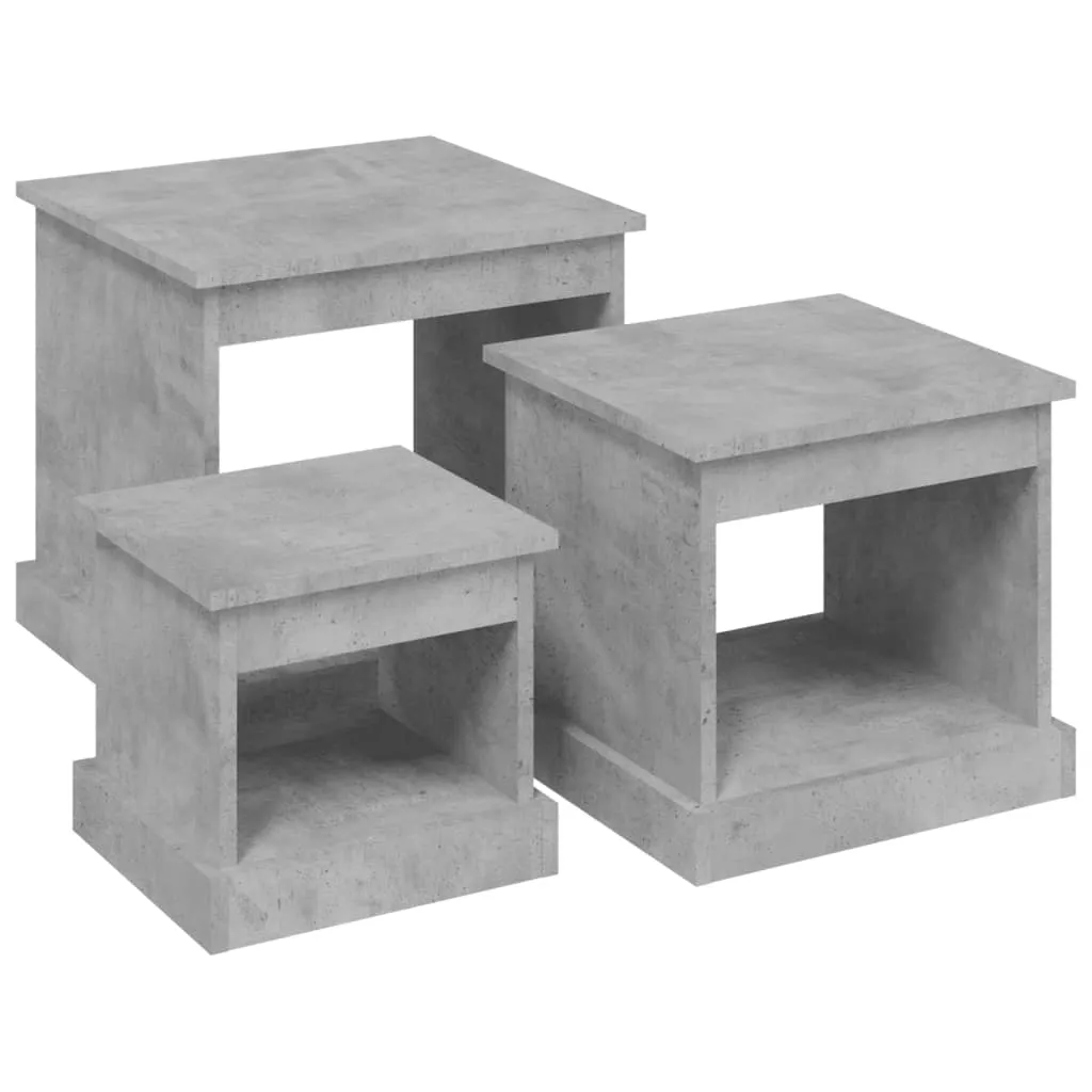 Nesting Tables 3 pcs Concrete Grey Engineered Wood