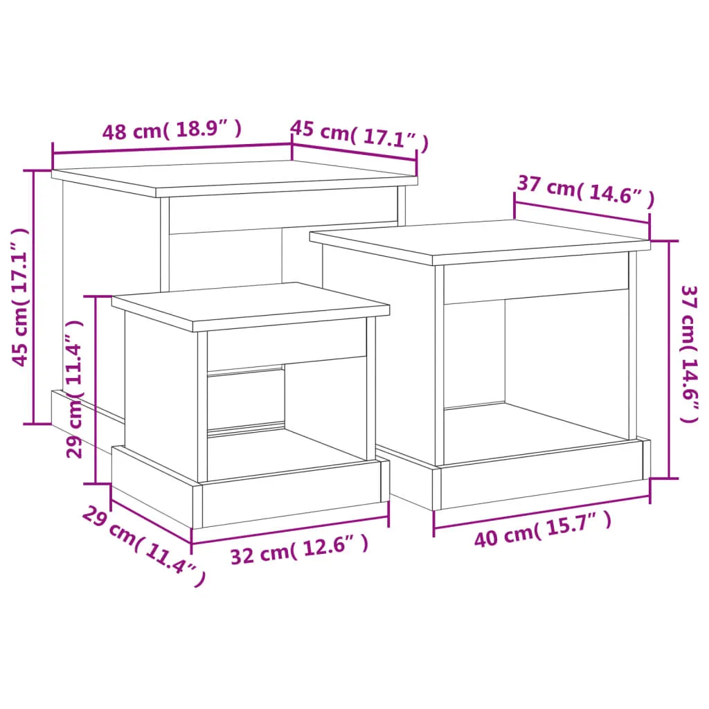 Nesting Tables 3 pcs Concrete Grey Engineered Wood