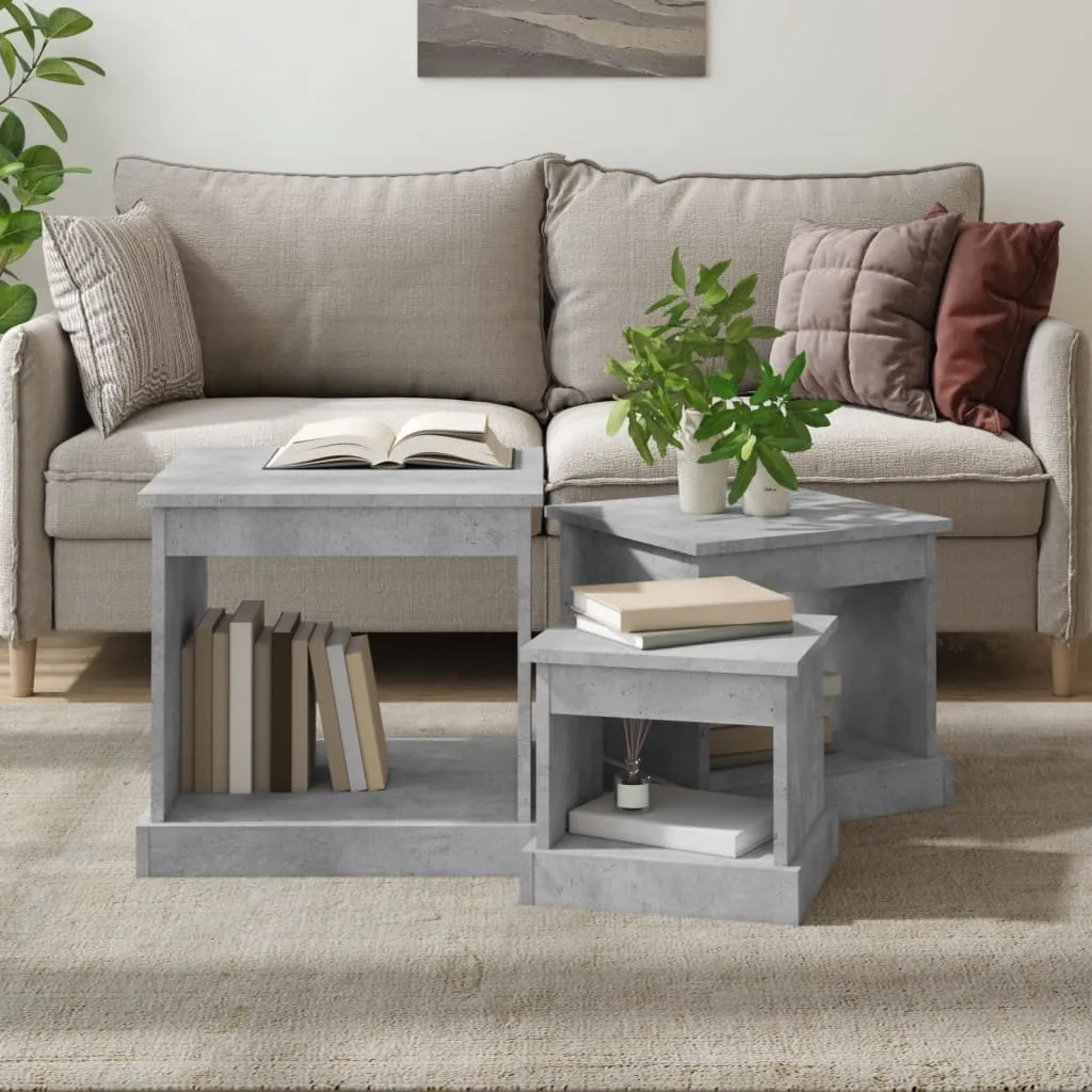 Nesting Tables 3 pcs Concrete Grey Engineered Wood