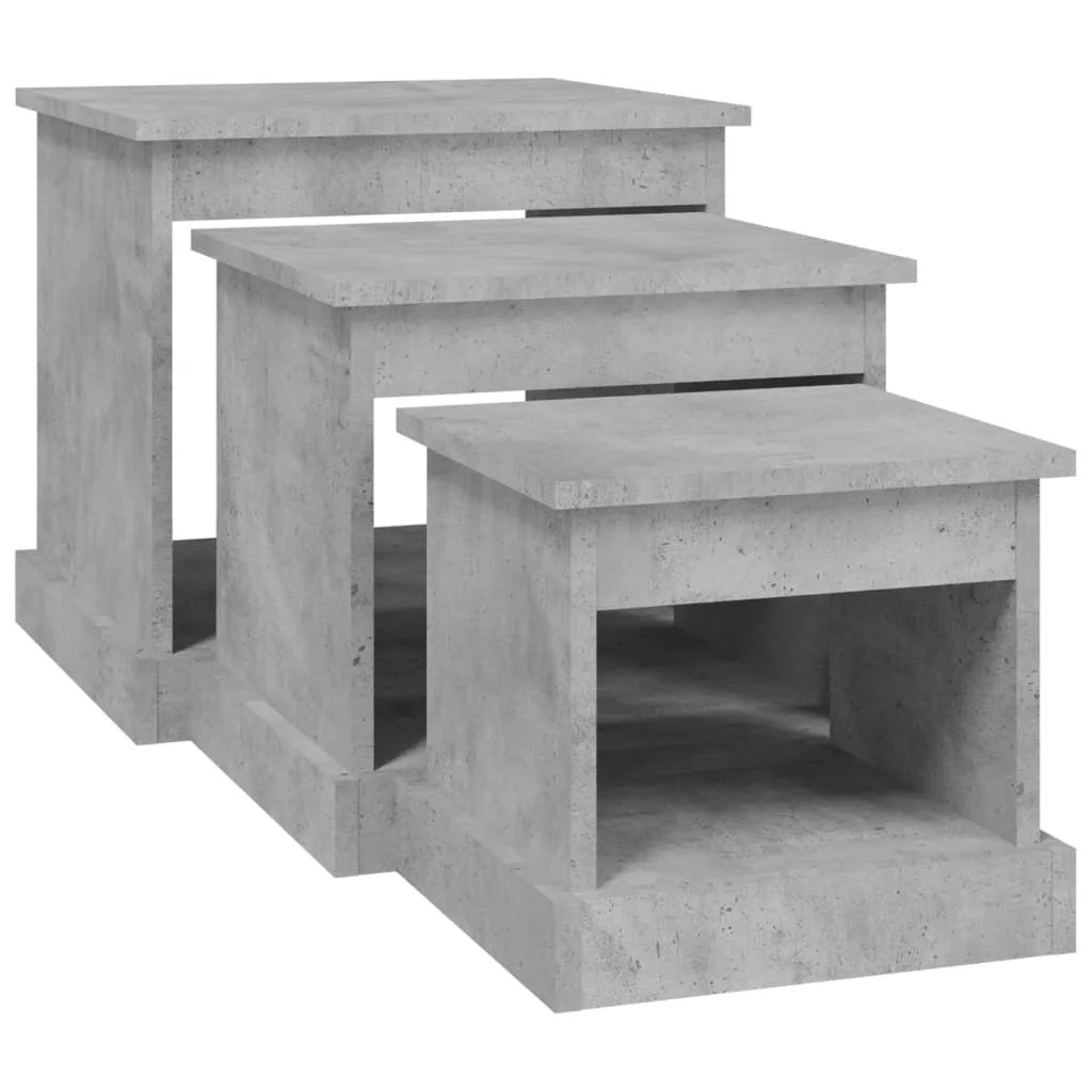 Nesting Tables 3 pcs Concrete Grey Engineered Wood