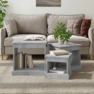 Nesting Tables 3 pcs Concrete Grey Engineered Wood