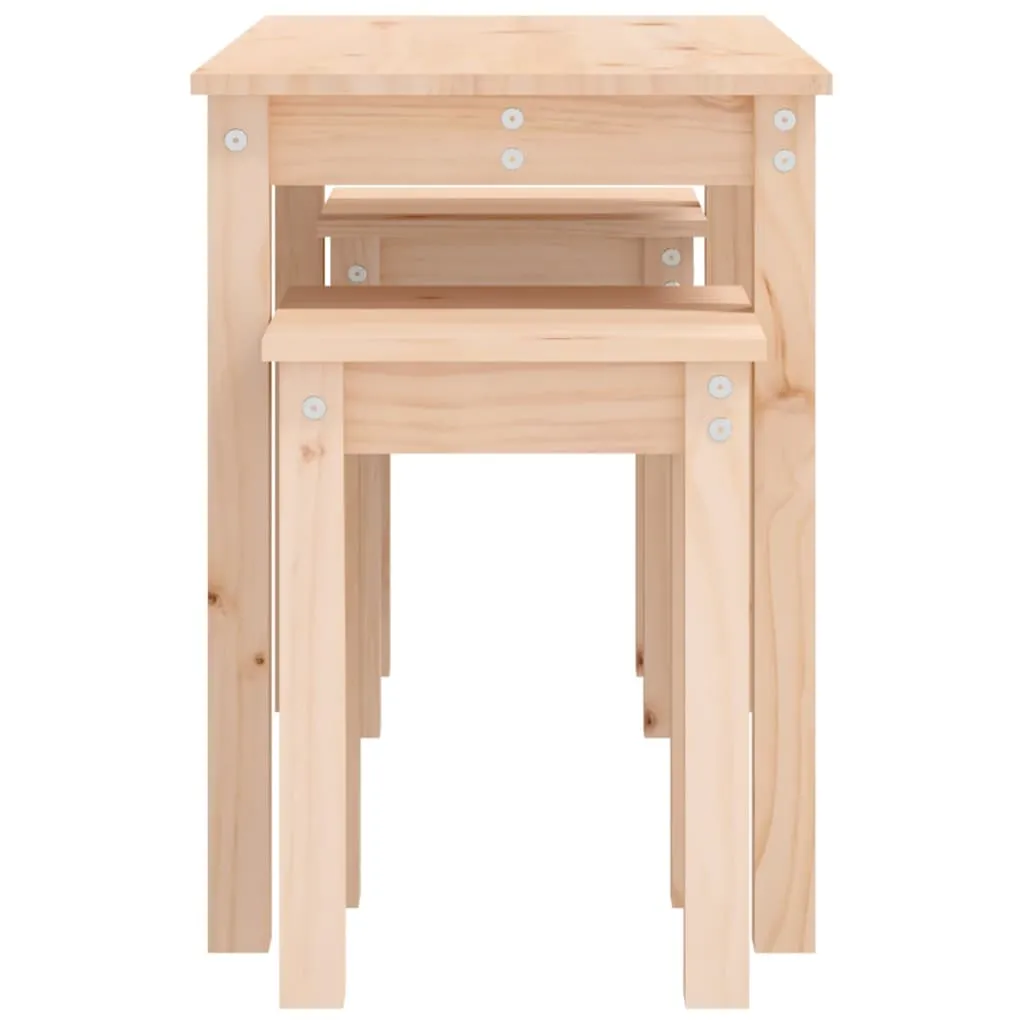 Nesting Tables 3 pcs Solid Wood Pine