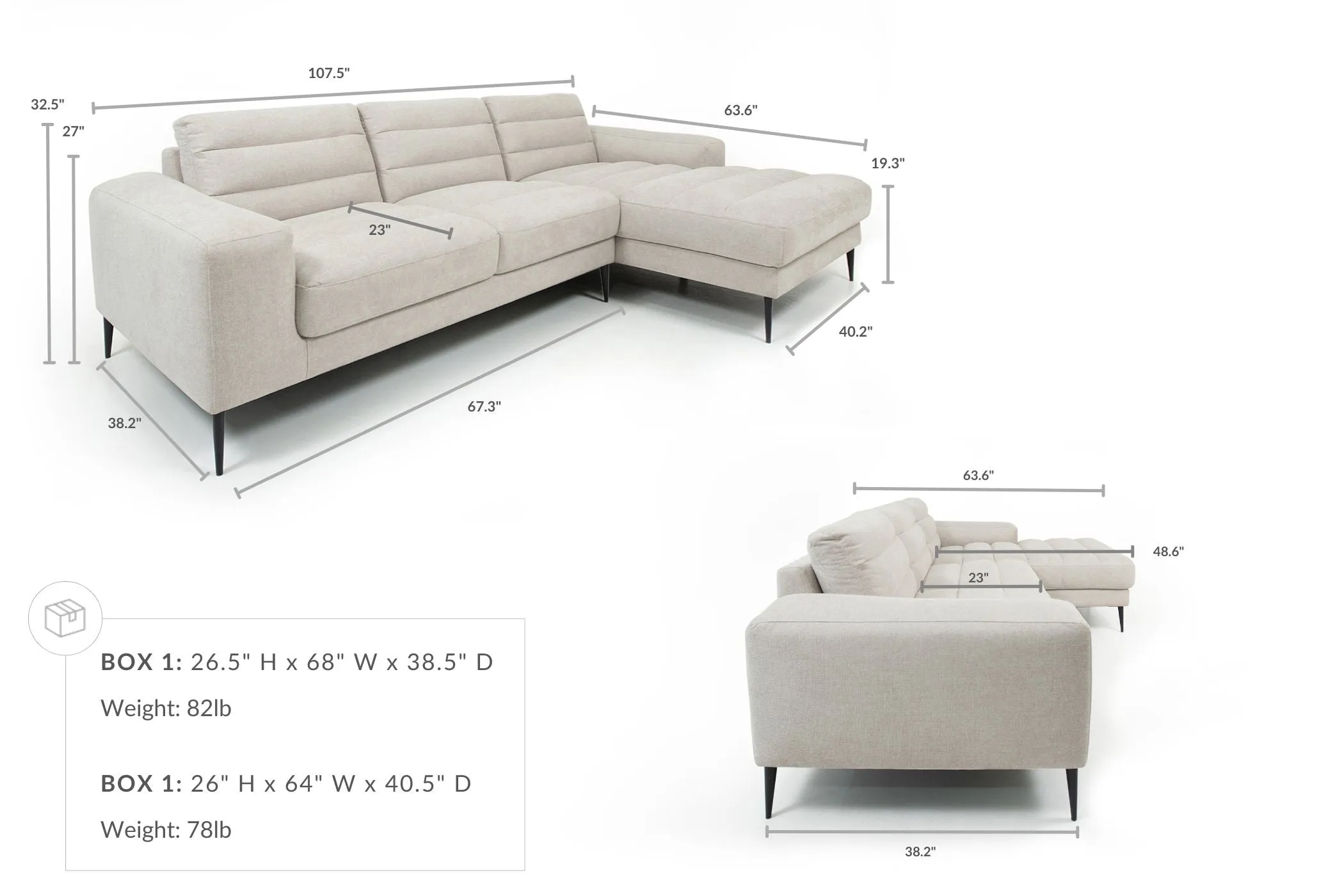 Newport Sectional Sofa - Right Hand