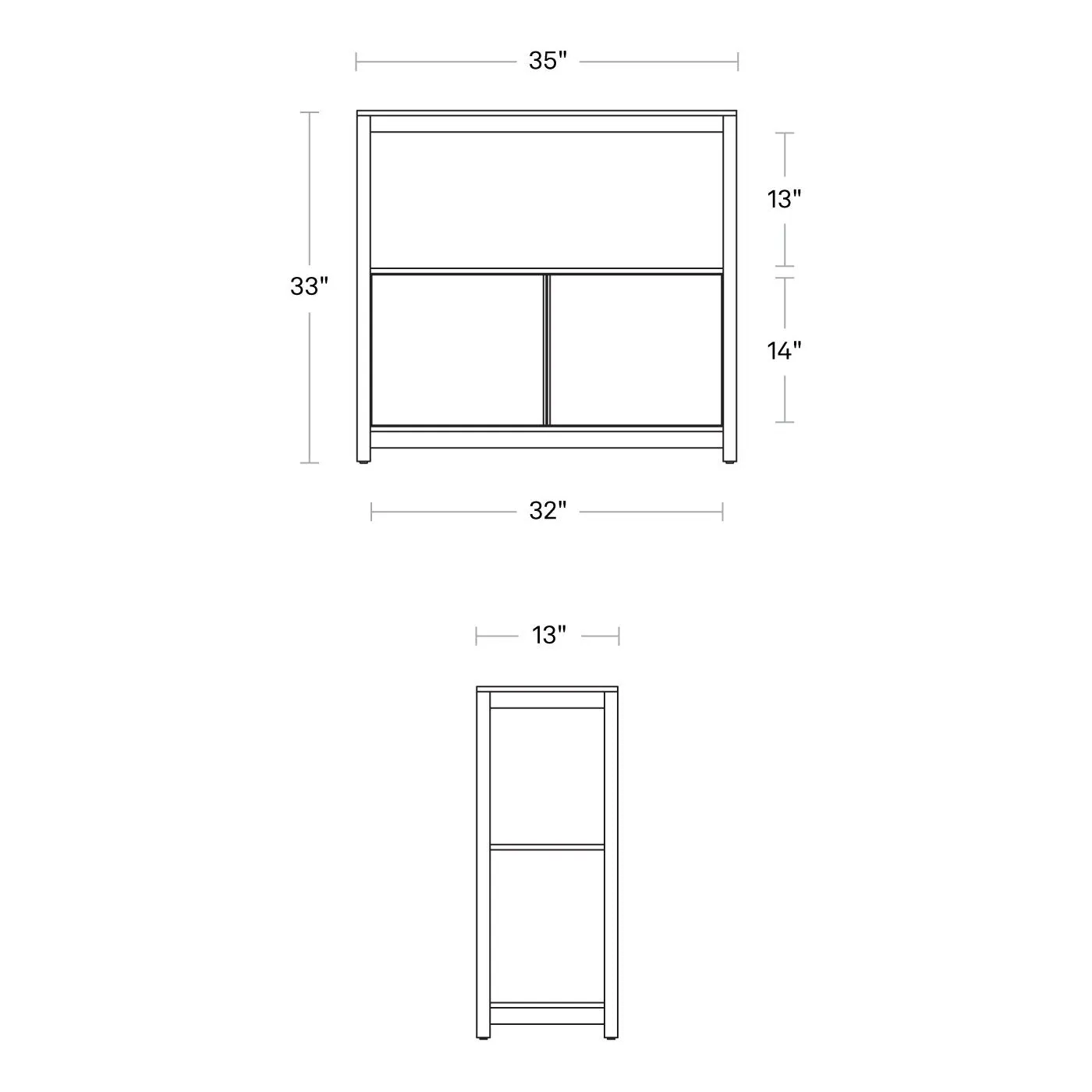 Open Plan Low Bookcase with Storage