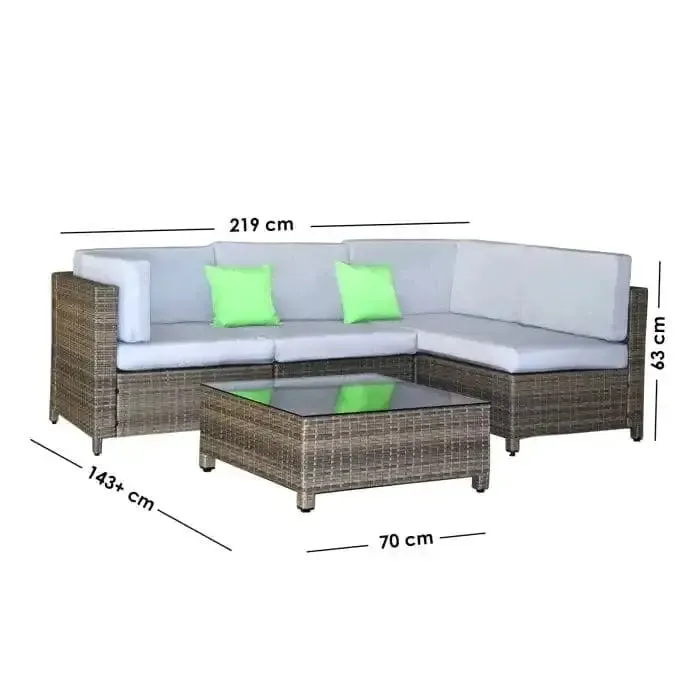 Outdoor 5 Piece Sofa Set -  Oatmeal Seat & Black Coating (5 Boxes)