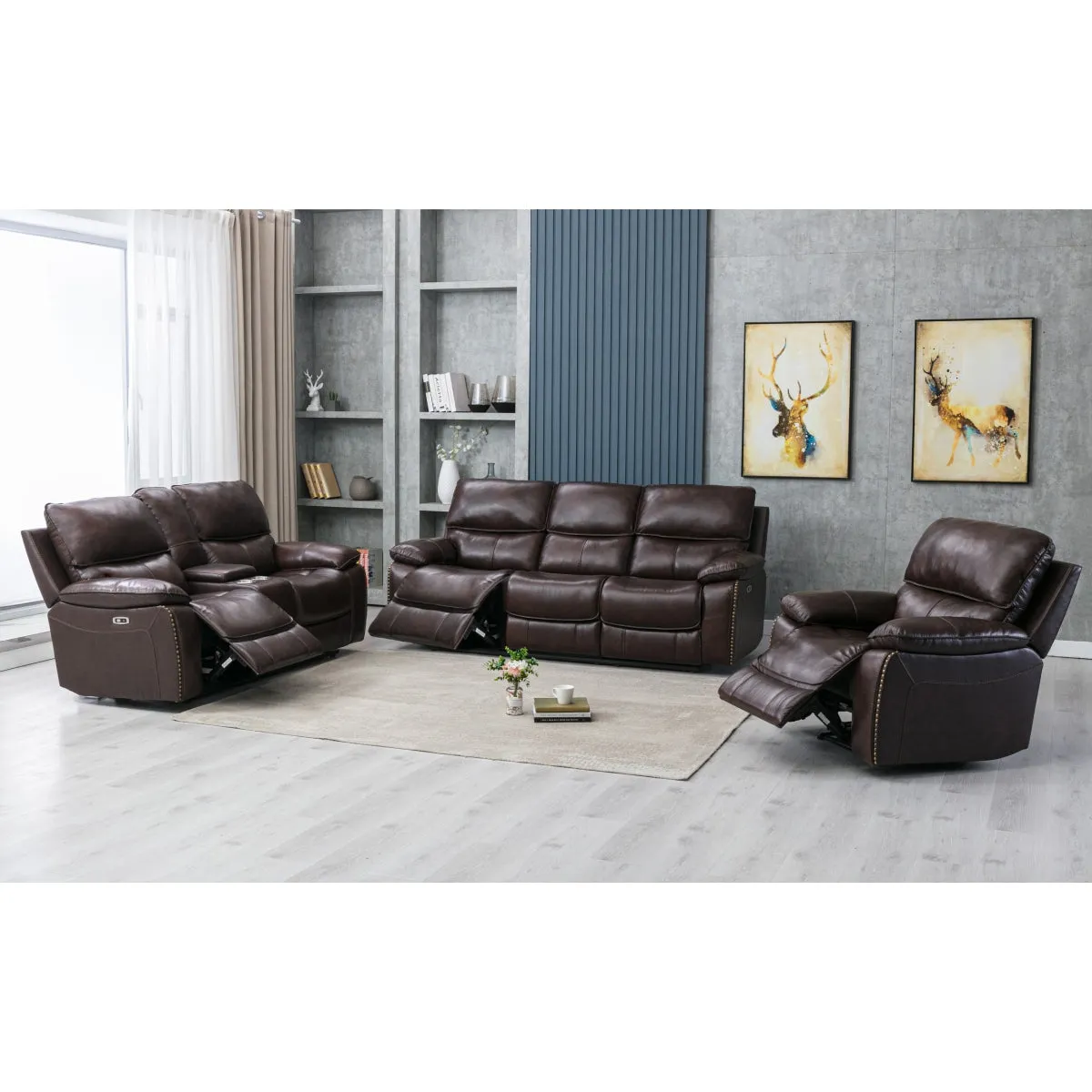 RelaxMax Power Reclining Sofa - Leather Match