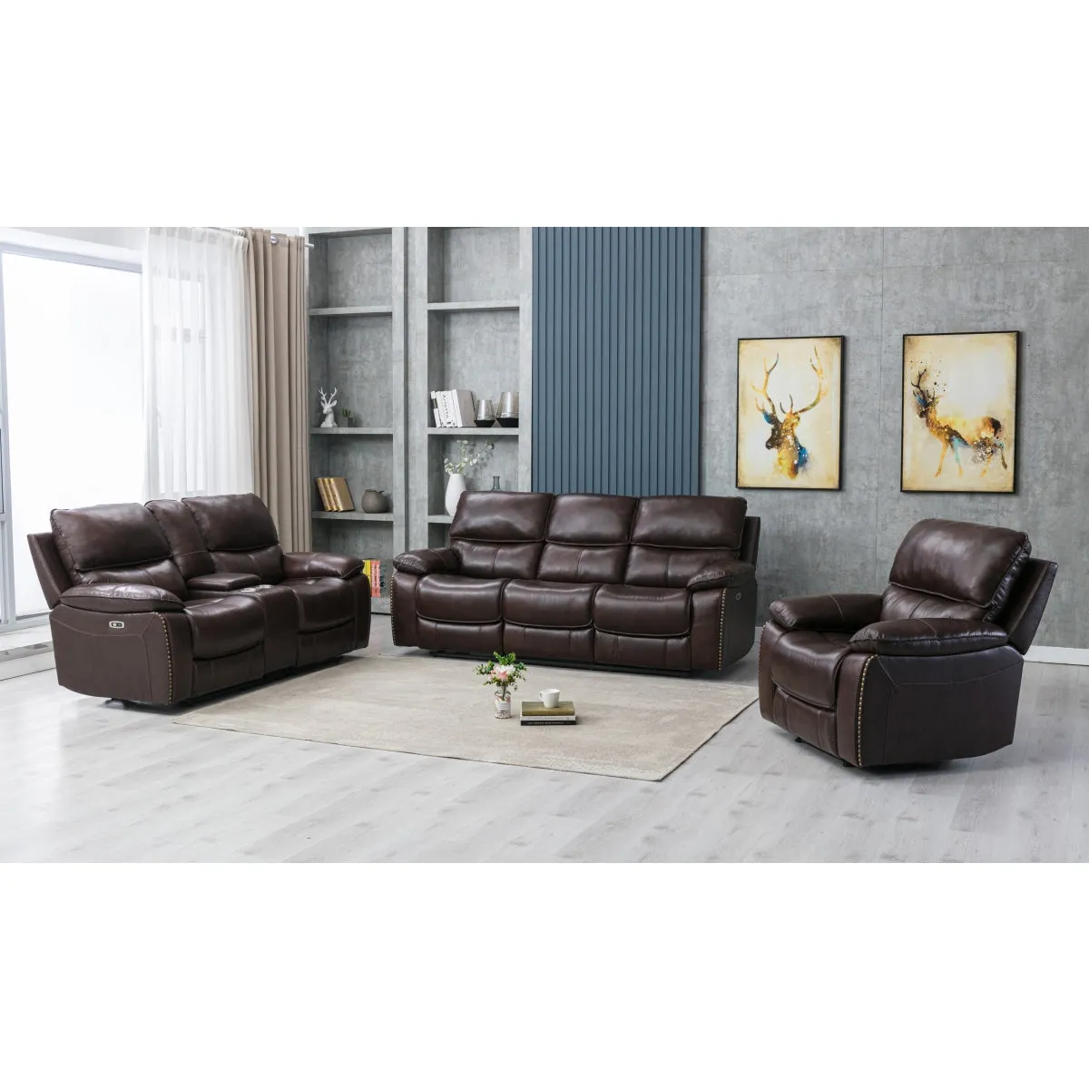 RelaxMax Power Reclining Sofa - Leather Match