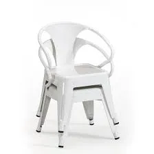 Rugged Steel Industrial White Kids Play Stackable Metal Chair (set of 2)