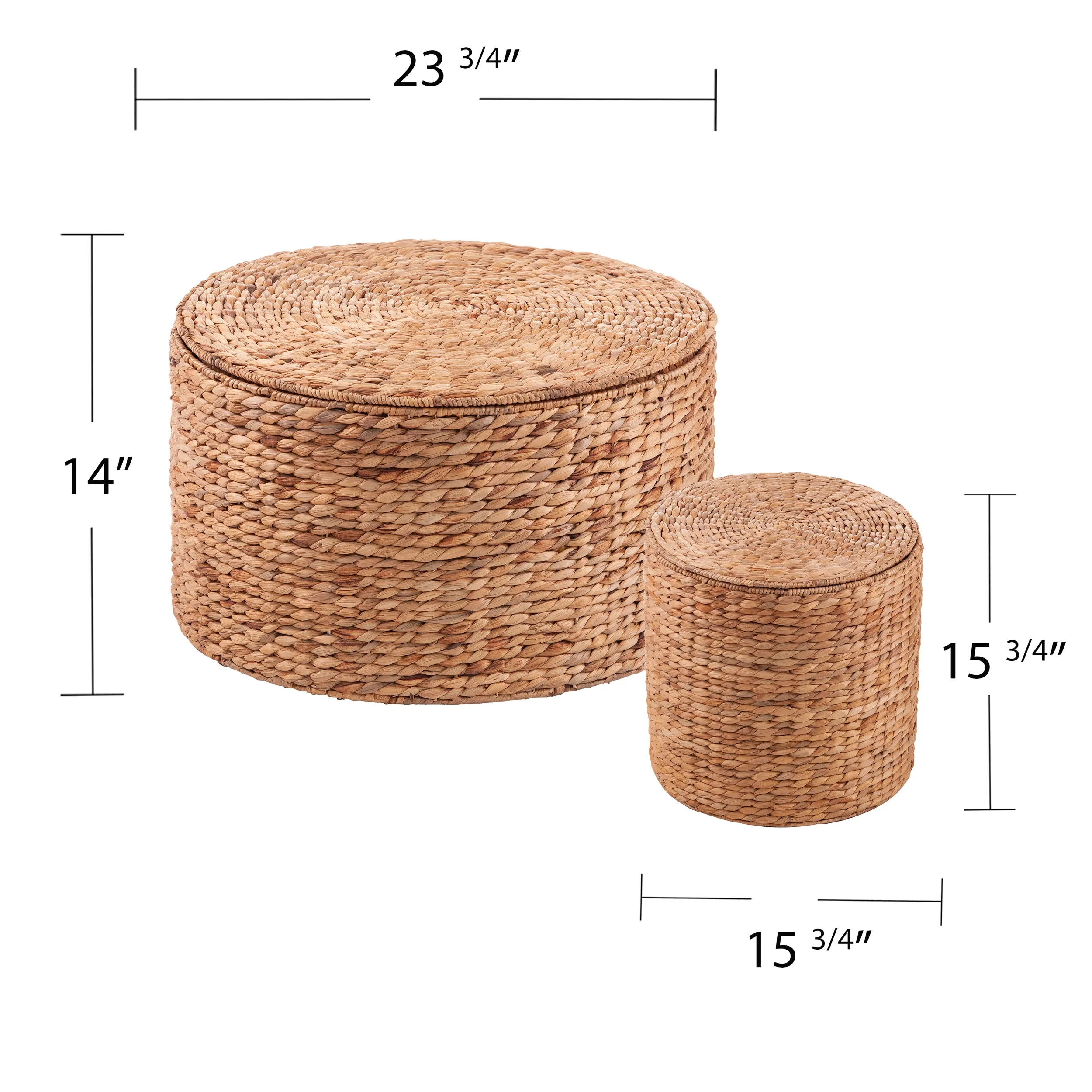 Satalia Round Water Hyacinth Storage Tables – 2 Piece Set