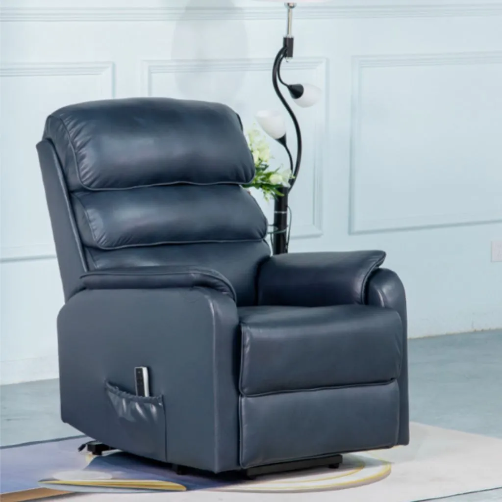 Savoy Navy Leather Lift and Tilt Chair by Annaghmore