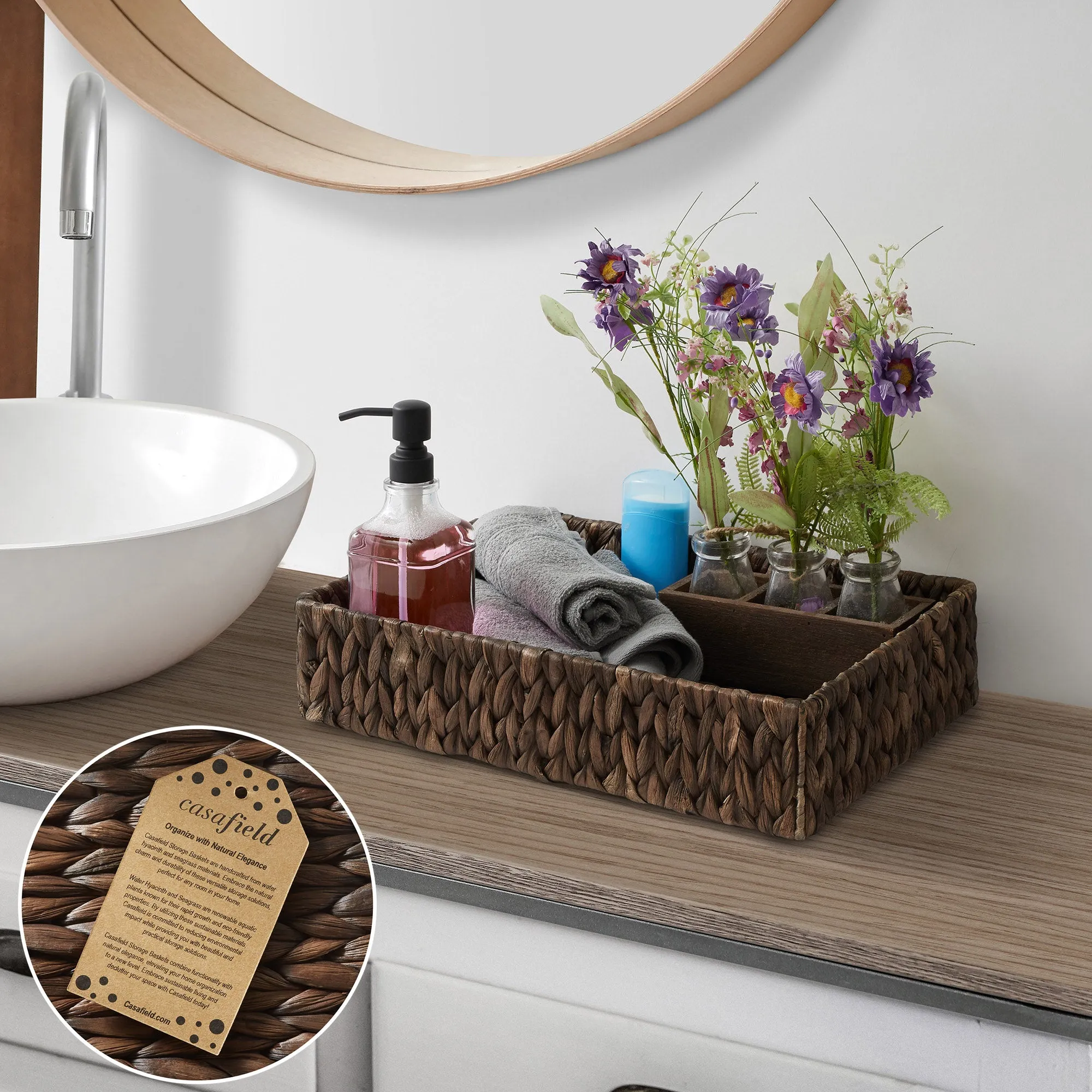 (Set of 2) Bathroom Storage Baskets, Seagrass - Water Hyacinth