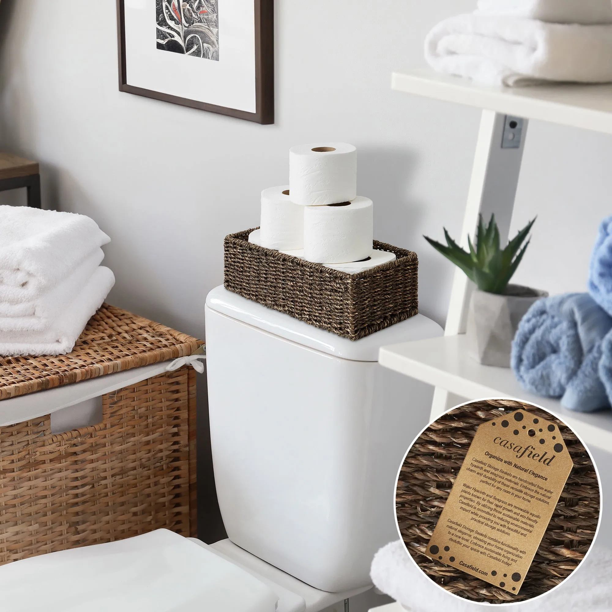 (Set of 2) Bathroom Storage Baskets, Seagrass - Water Hyacinth