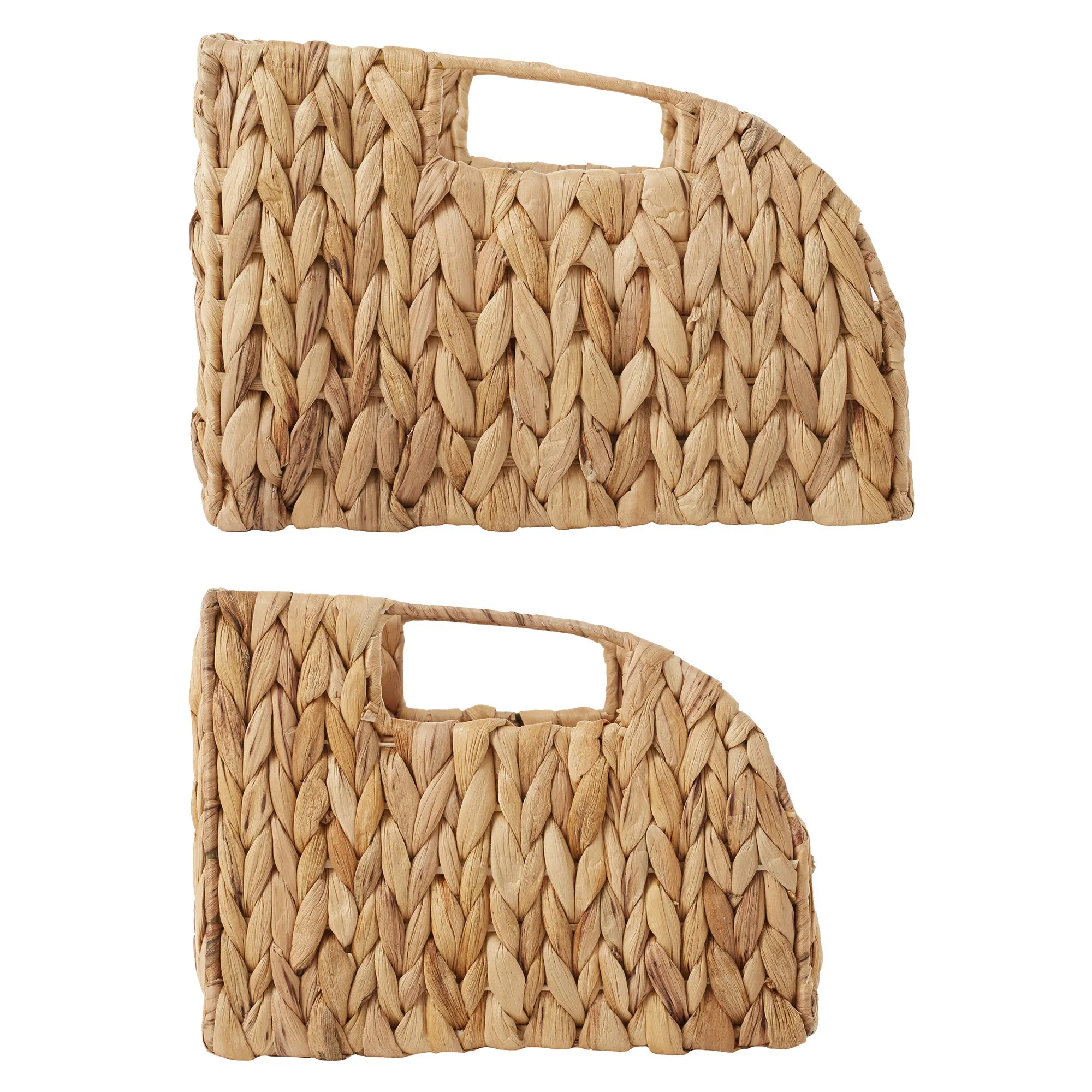 (Set of 2) Water Hyacinth Pantry Baskets with Handles, Medium and Large Size