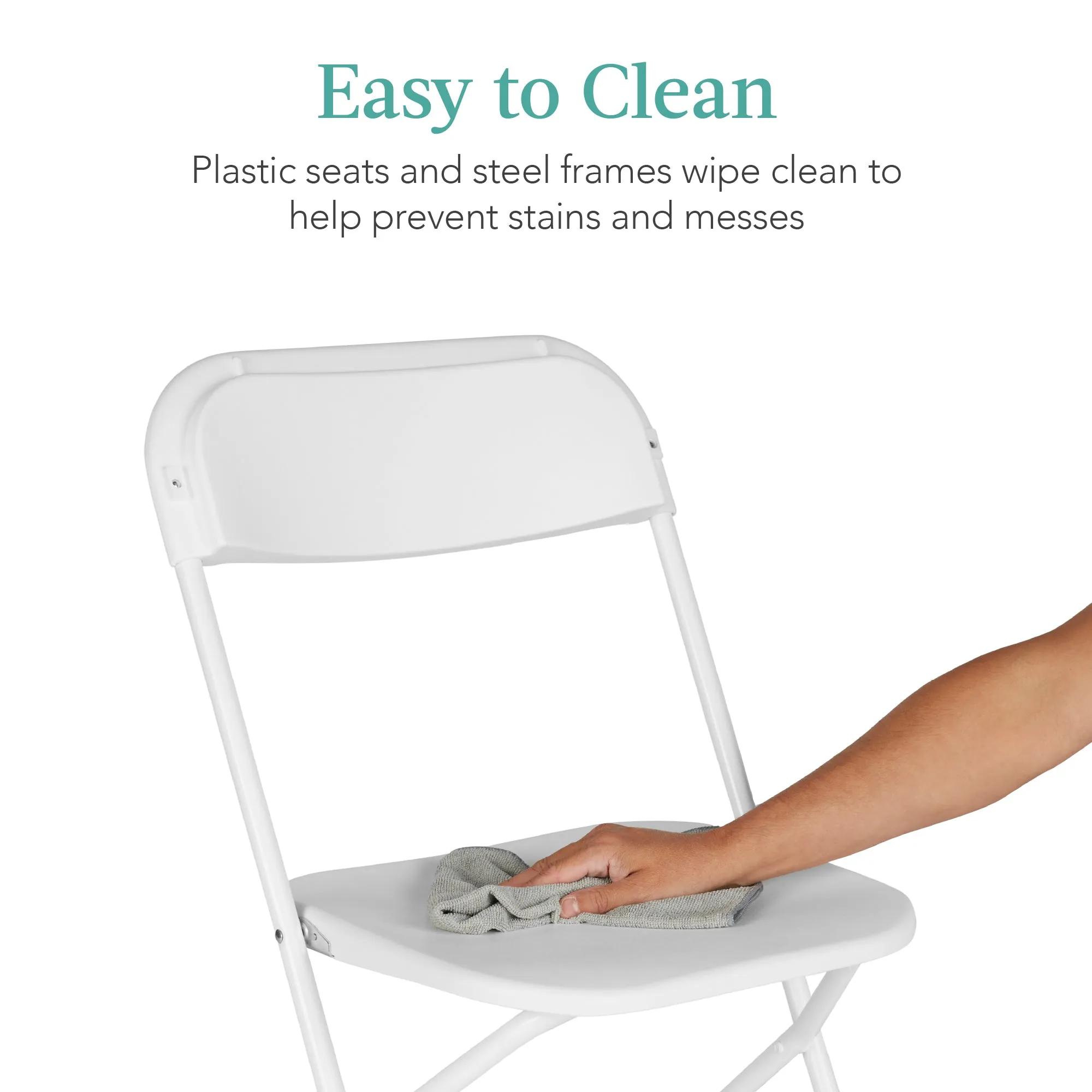 Set of 4 Folding Stacking Plastic Chairs w/ Non-Slip Feet