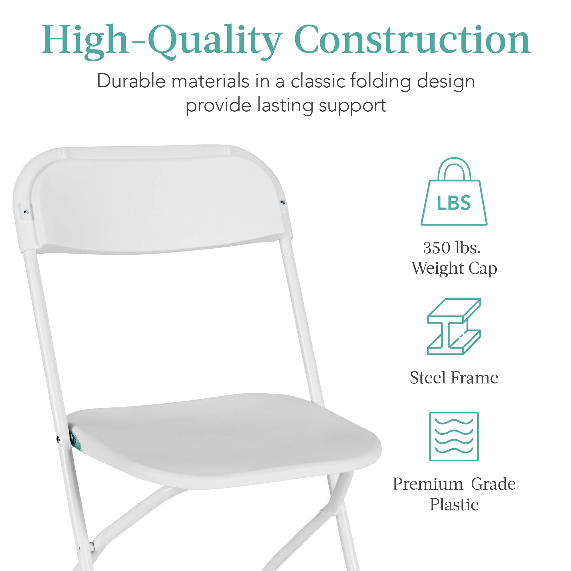 Set of 4 Folding Stacking Plastic Chairs w/ Non-Slip Feet