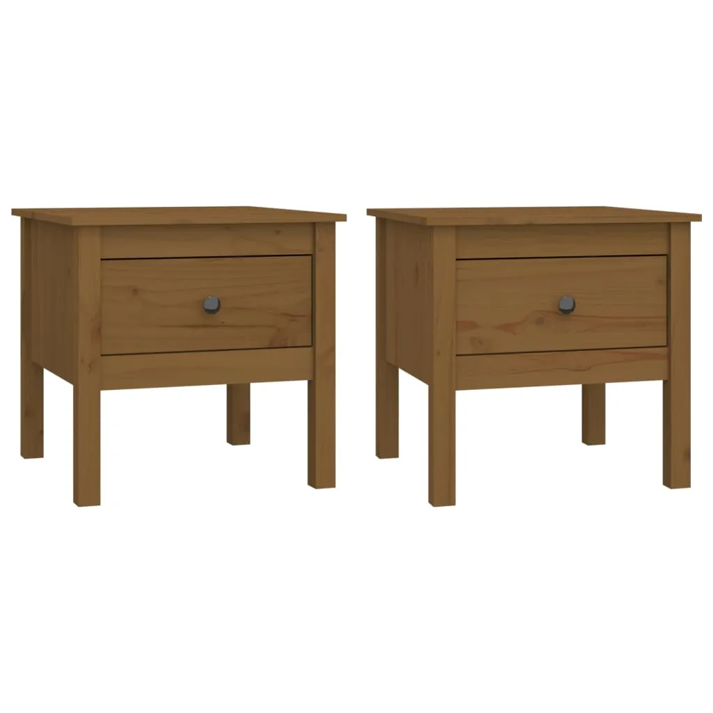 Side Tables 2 pcs Honey Brown 50x50x49 cm Solid Wood Pine