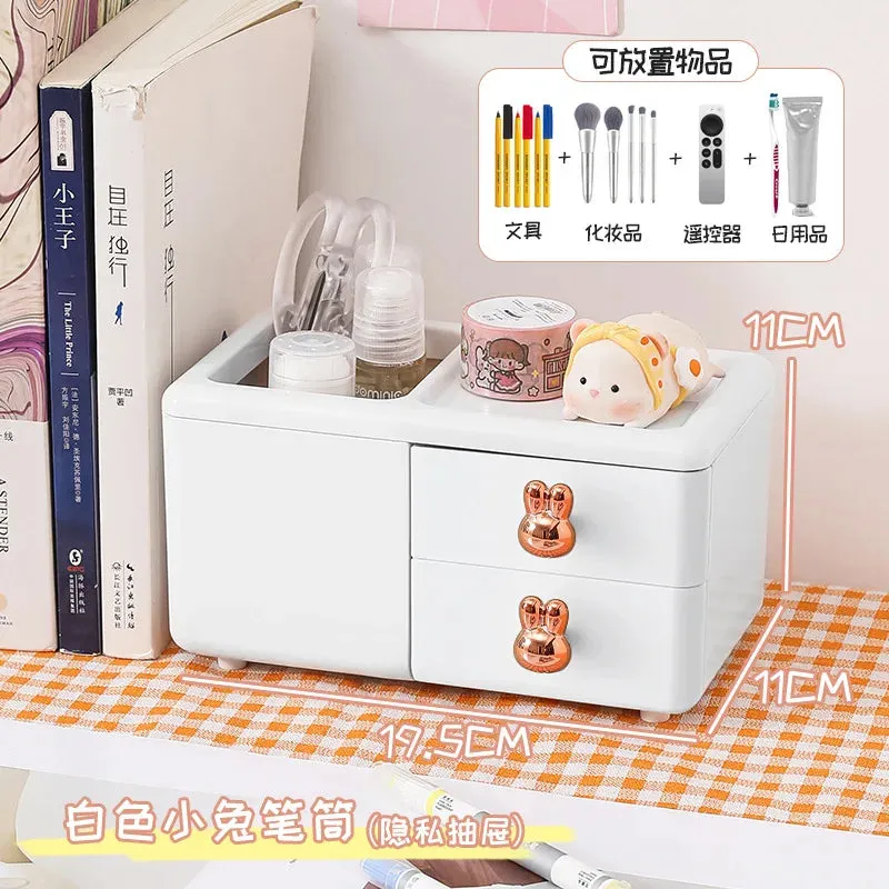 SINOTAO  -  Cute Storage Box Large Capacity Pen Holder Student Desktop Handbook Stationery Storage Box Drawer Ins Home Office Storage Bins