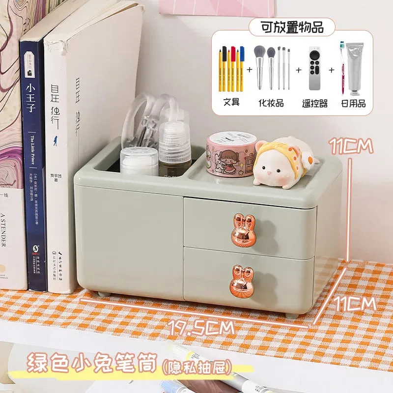 SINOTAO  -  Cute Storage Box Large Capacity Pen Holder Student Desktop Handbook Stationery Storage Box Drawer Ins Home Office Storage Bins