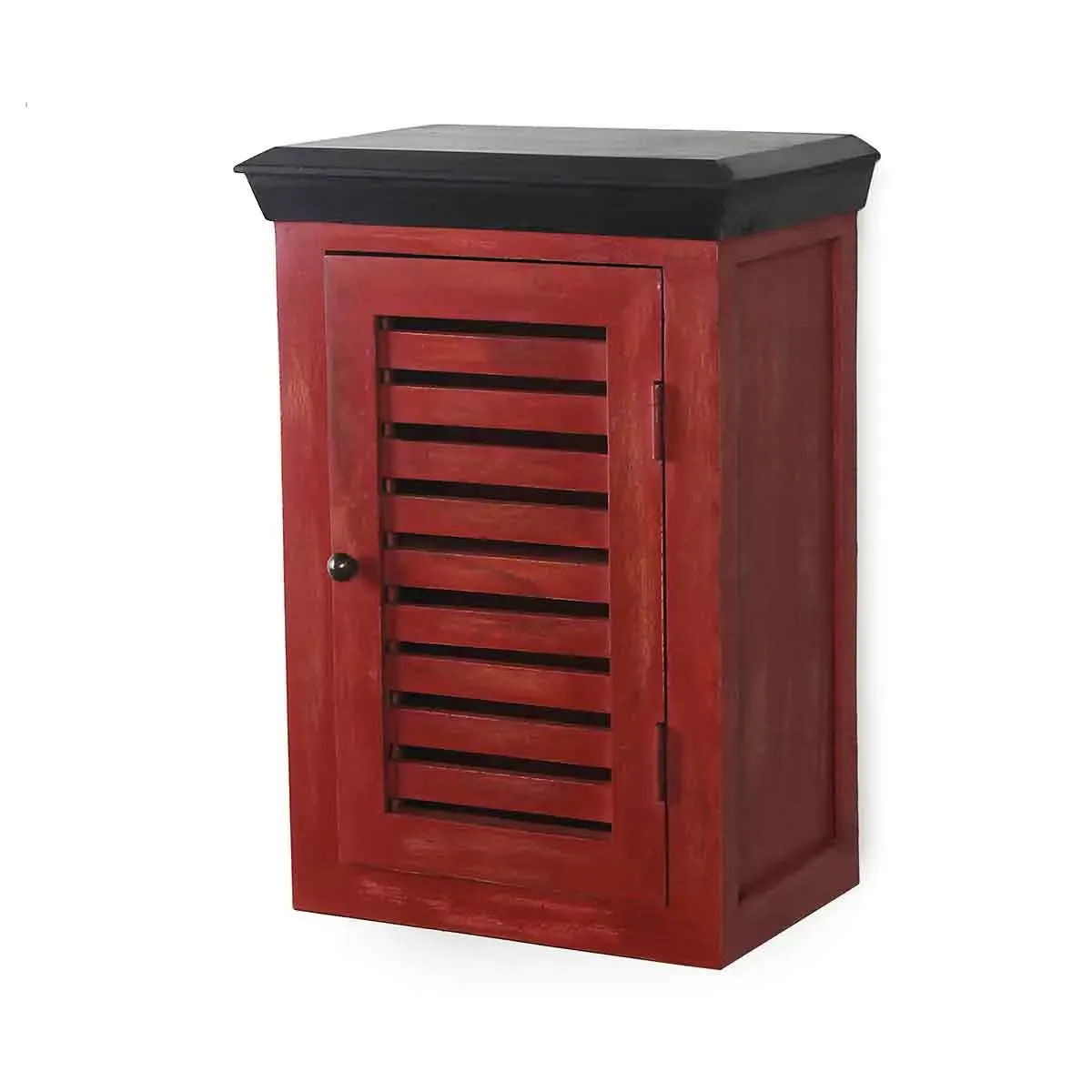 Solid Wood Vintage Red Bath Cabinet