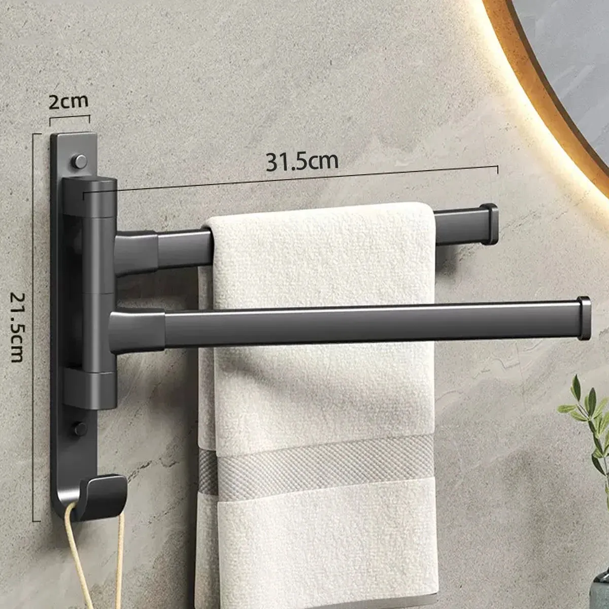 Swivel Towel Rack, Thicken 5-Arm Towel Bar,  Rustproof Swing Out Towel Hanger for Bathroom, Kitchen