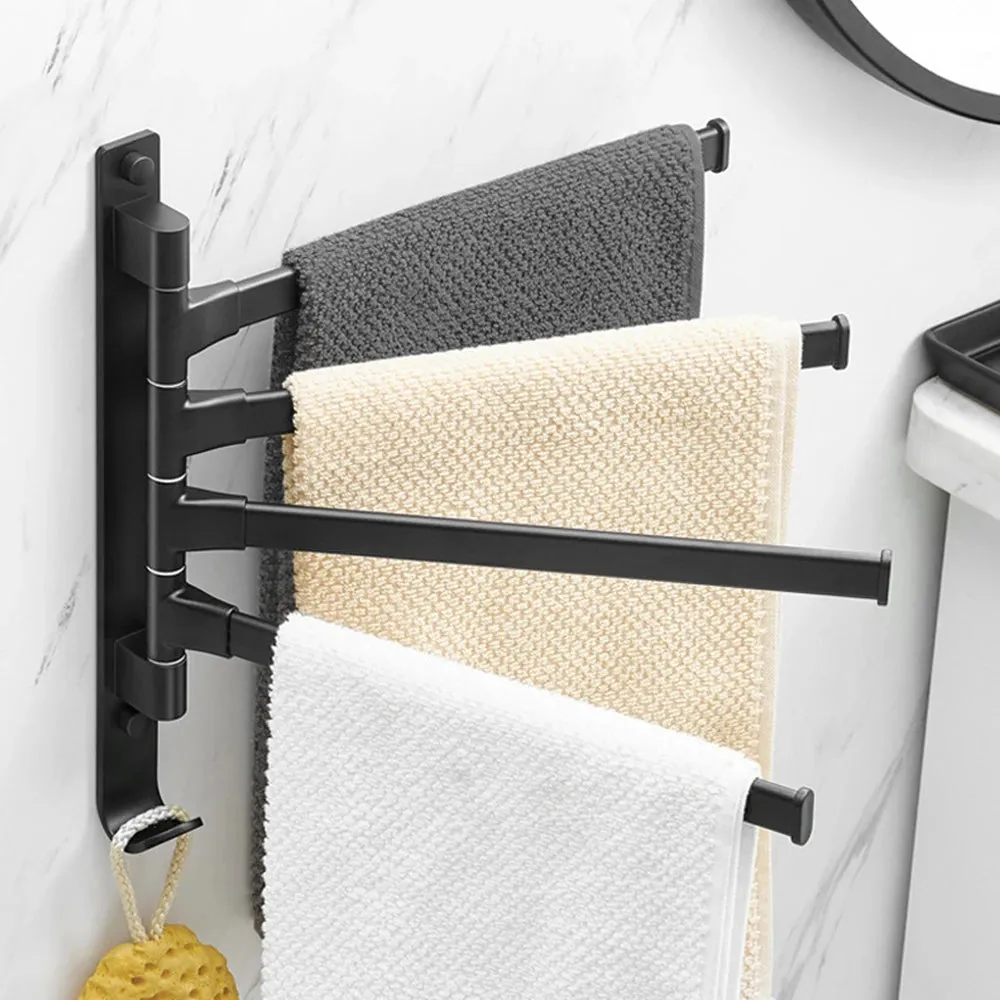 Swivel Towel Rack, Thicken 5-Arm Towel Bar,  Rustproof Swing Out Towel Hanger for Bathroom, Kitchen