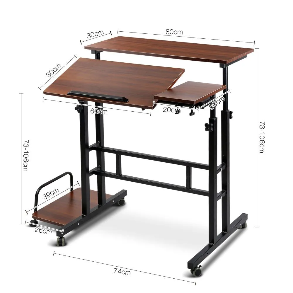 Twin Laptop Table Desk - Dark Wood