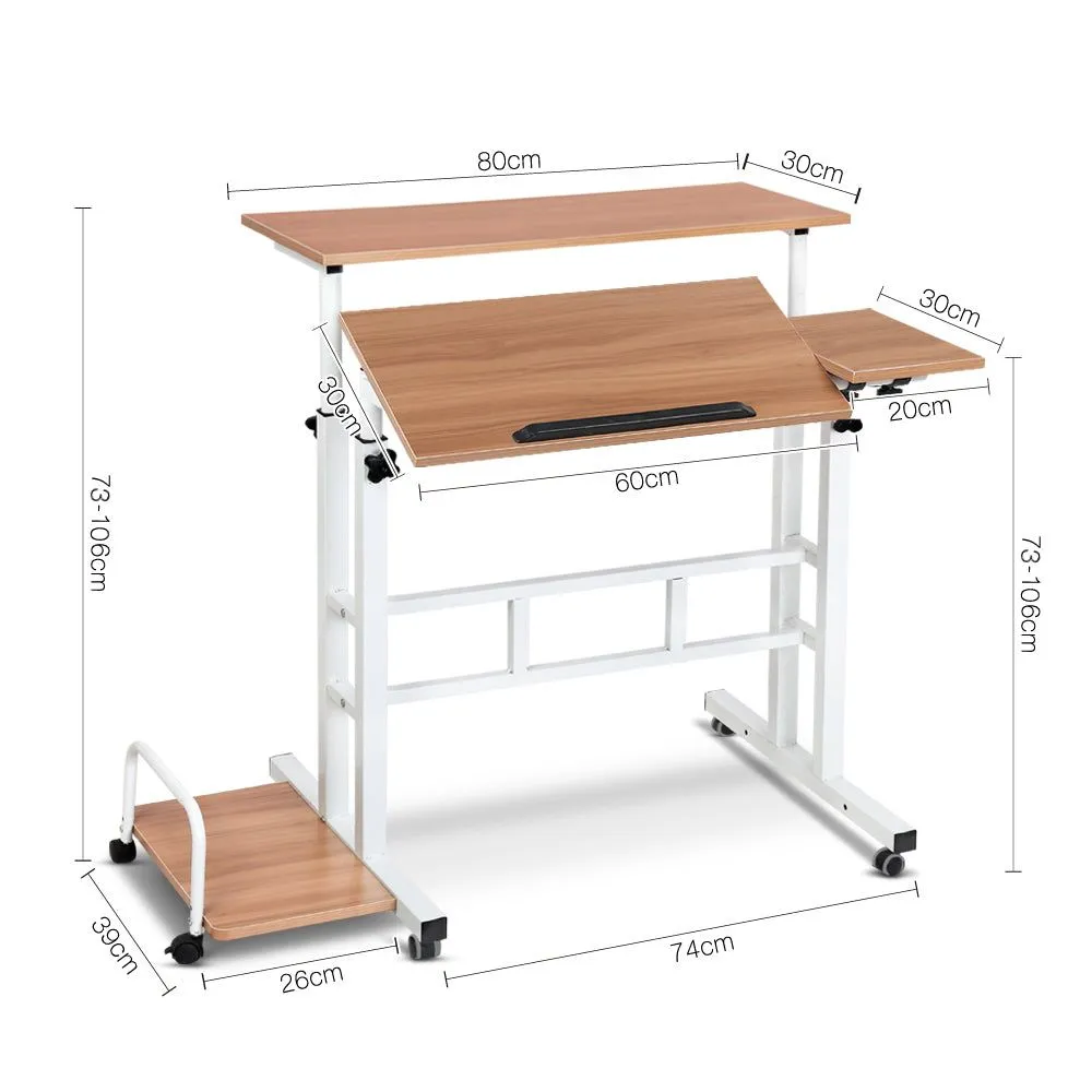 Twin Laptop Table Desk - Light Wood