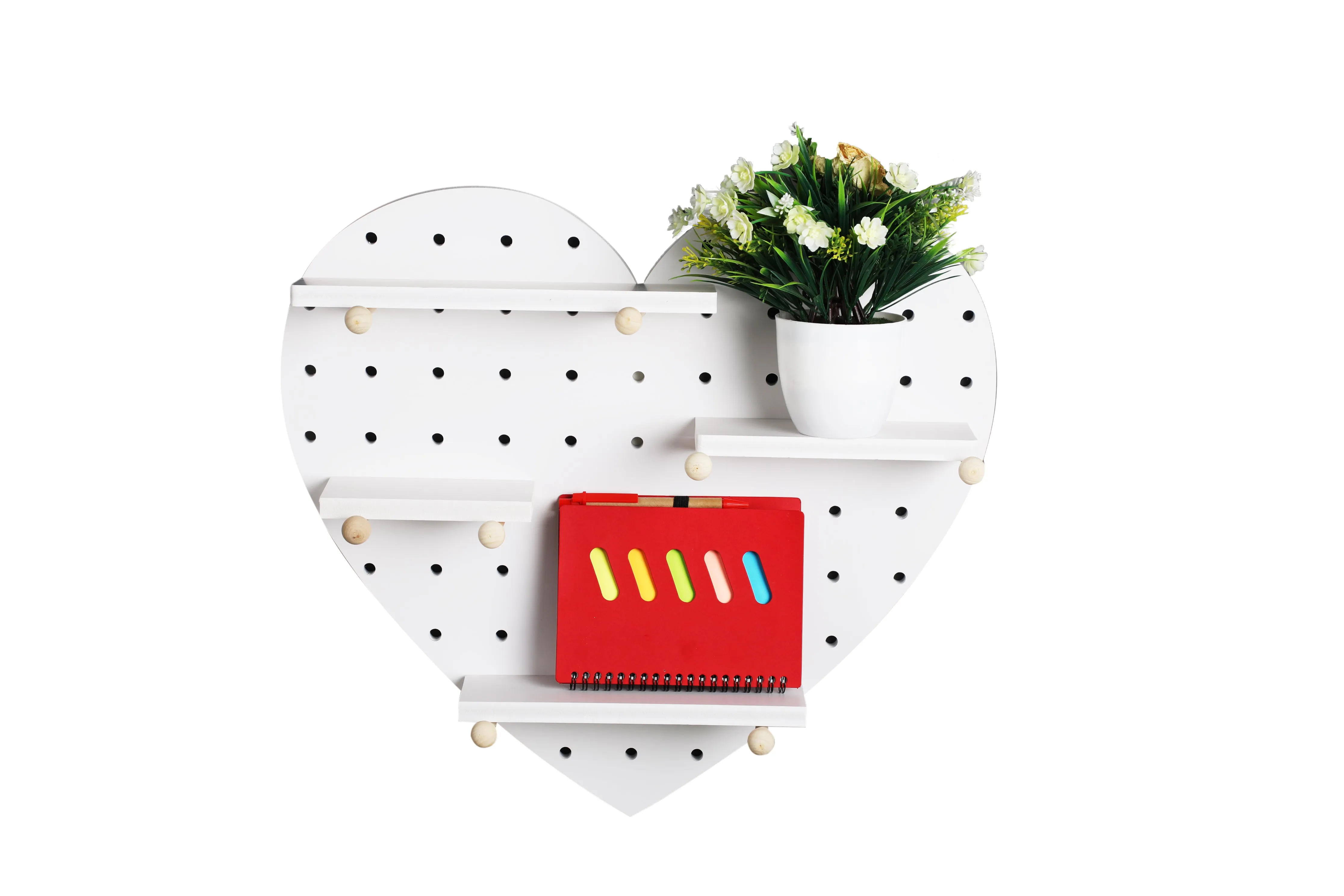 Urbancart Multipurpose Heart-Shaped Floating Wall Shelve/Display Wall Shelf  (Number of Shelves - 4, White)