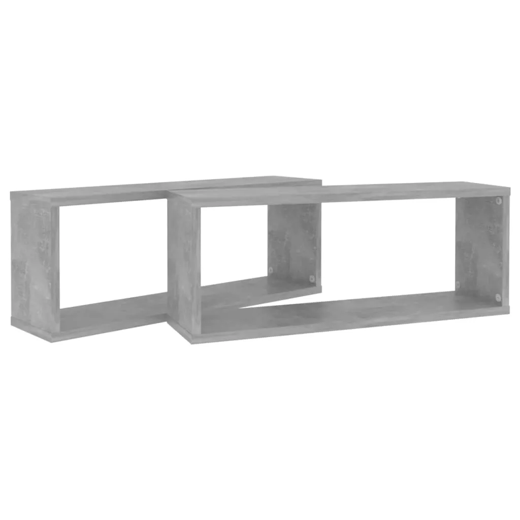 Wall Cube Shelves 2 pcs Concrete Grey 60x15x23 cm Chipboard