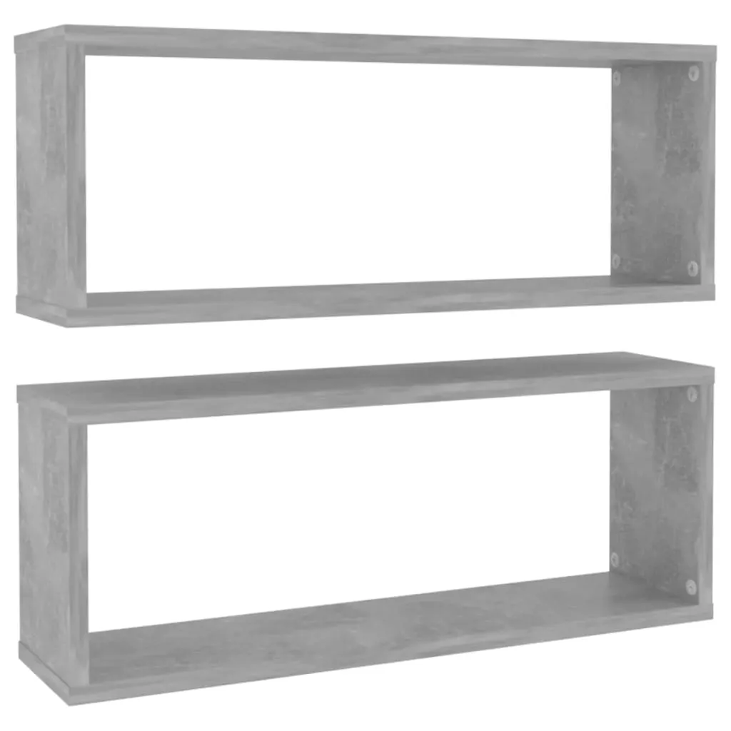 Wall Cube Shelves 2 pcs Concrete Grey 60x15x23 cm Chipboard