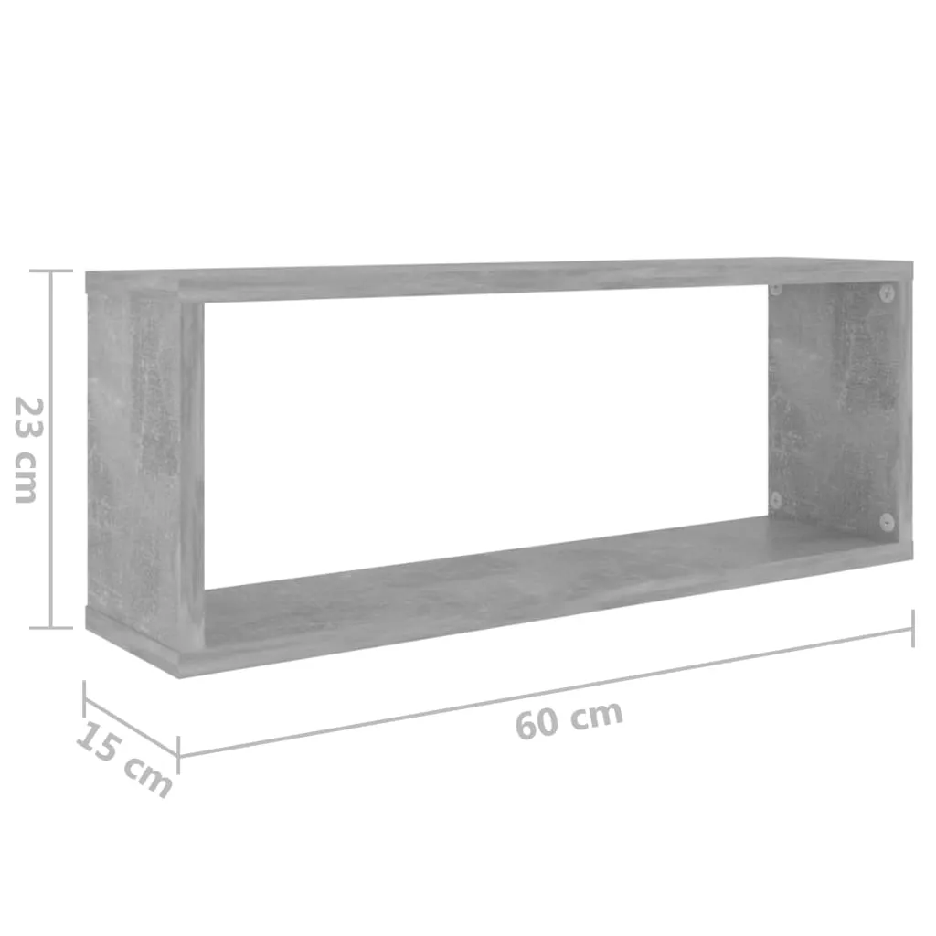 Wall Cube Shelves 2 pcs Concrete Grey 60x15x23 cm Chipboard