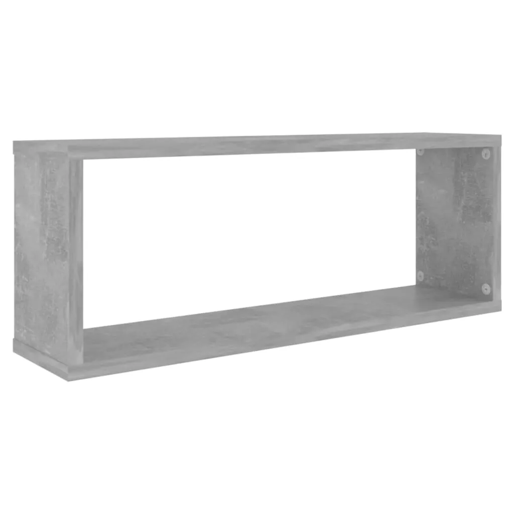 Wall Cube Shelves 2 pcs Concrete Grey 60x15x23 cm Chipboard