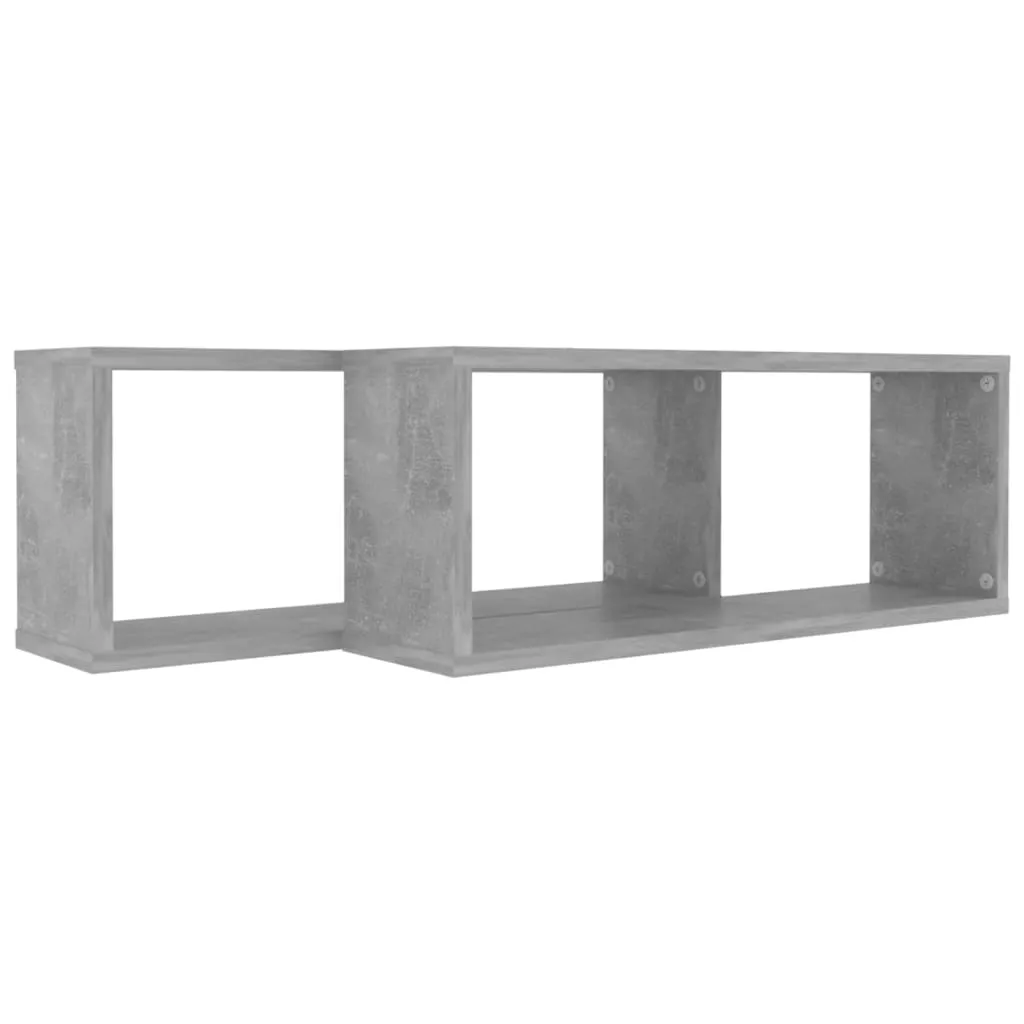 Wall Cube Shelves 2 pcs Concrete Grey 60x15x23 cm Chipboard