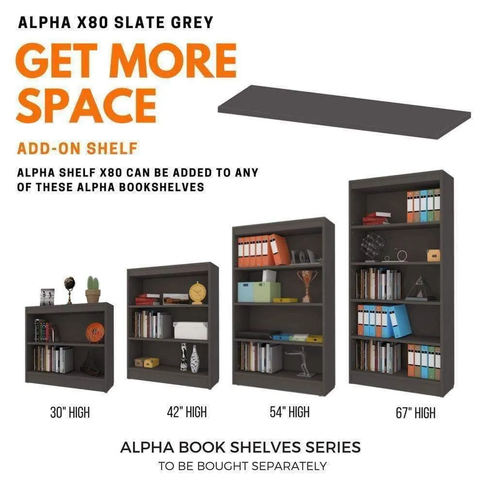 Wall Shelf X80, Add Alpha Bookshelf, Slate Grey