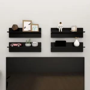 Wall Shelves 4 pcs High Gloss Black 60x11.5x18cm Chipboard