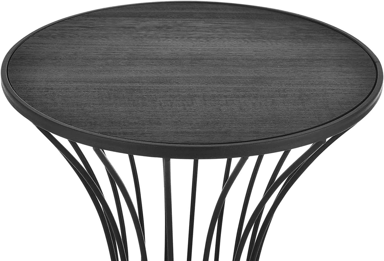 Weston Crafts Coffee Table, Round Wood Accent Table with Sturdy Metal Frame and Removable Top, Modern Side Table for Living Room, Bedroom, Balcony, Black