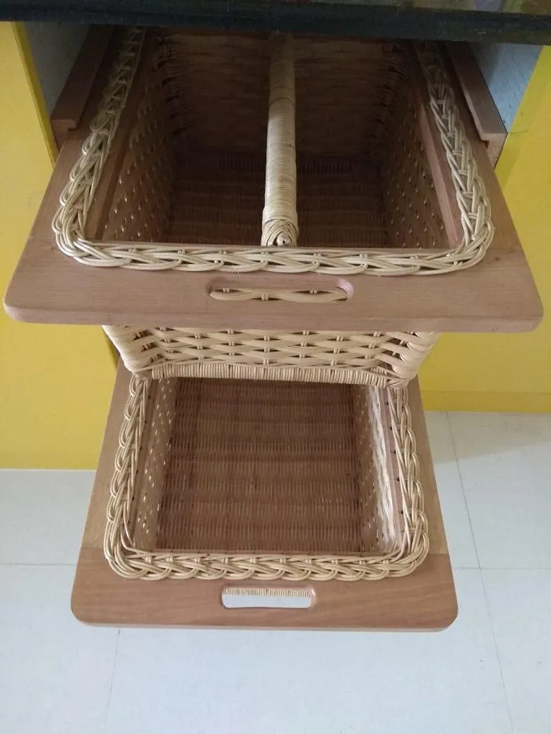 Wicker Basket for Modular Kitchen | Pull Out Wicker Basket 18 x 20 x 8 - Shanvika