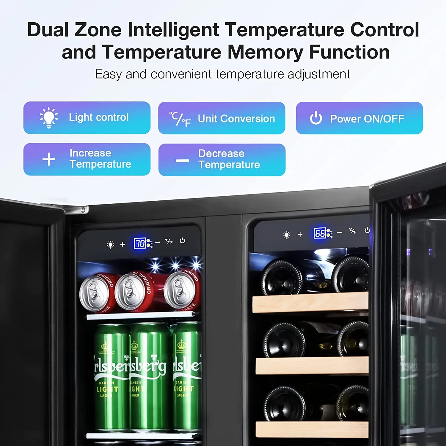 Wine and Beverage Refrigerators,  Stainless Steel Quick Quiet Energy Saving Cooling System